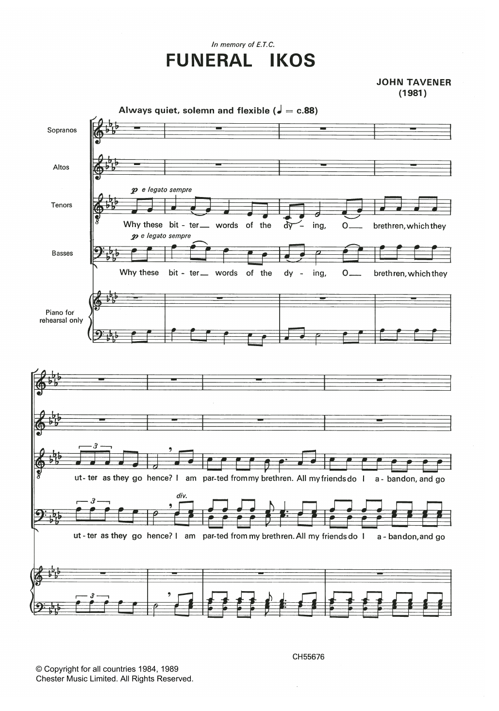 Funeral Ikos (SATB Choir) von John Tavener