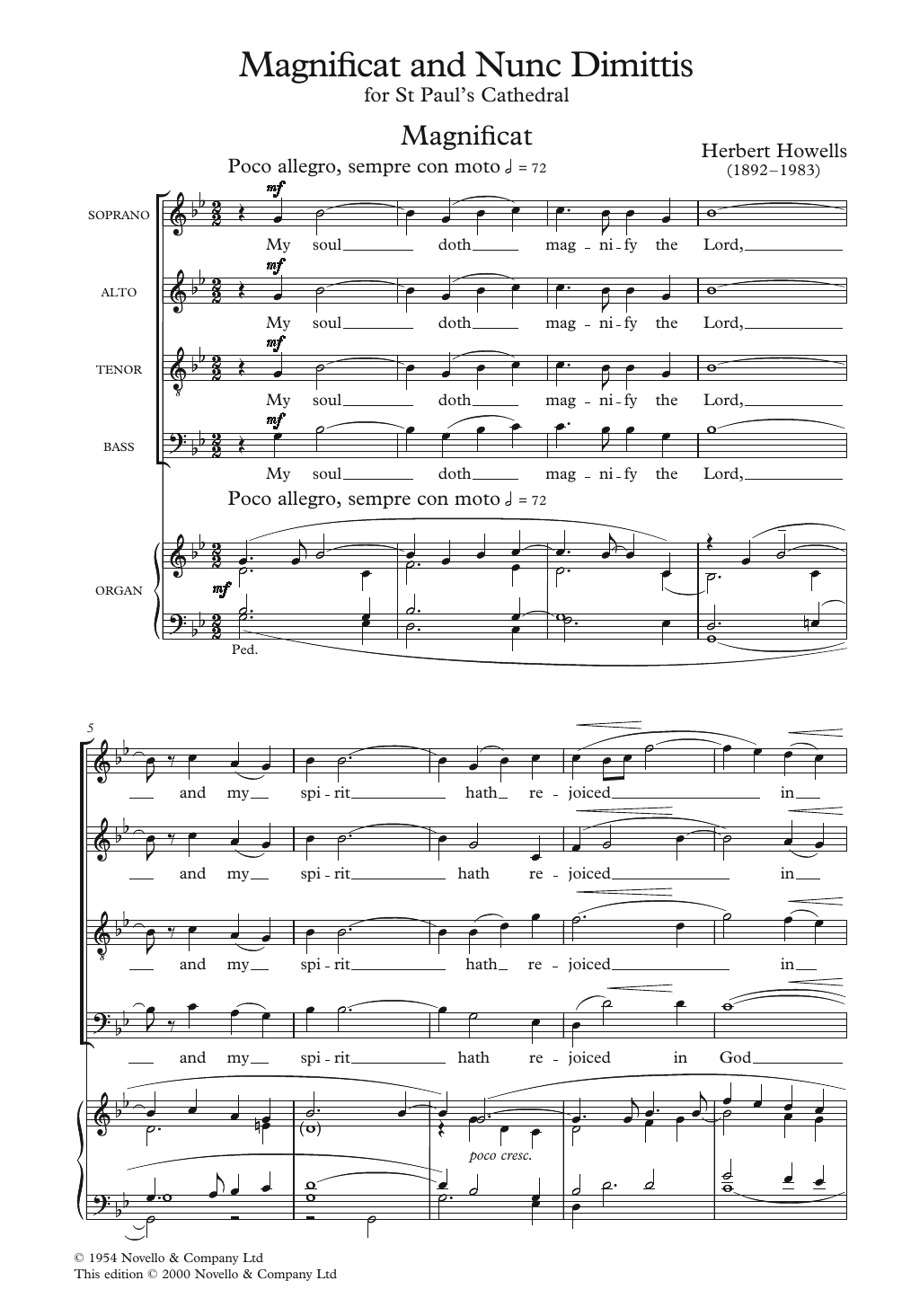 The St. Paul's Cathedral Magnificat And Nunc Dimittis (SATB Choir) von Herbert Howells