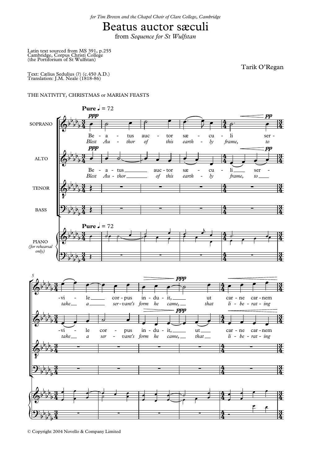 Beatus Auctor Saeculi (From Sequence for St Wulfstan) (Choir) von Tarik O'Regan