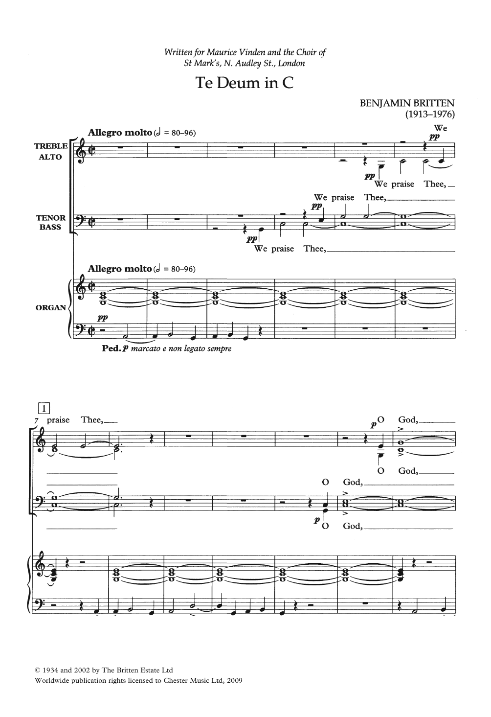 Te Deum In C (SATB Choir) von Benjamin Britten