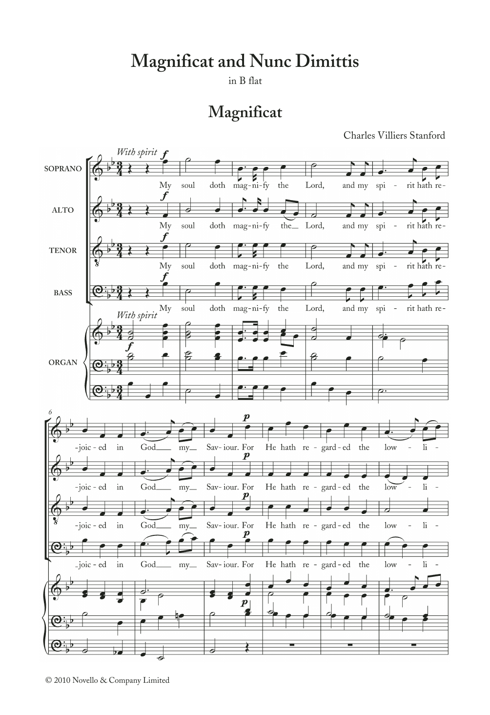 Magnificat And Nunc Dimittis In B Flat (SATB Choir) von Charles Villiers Stanford