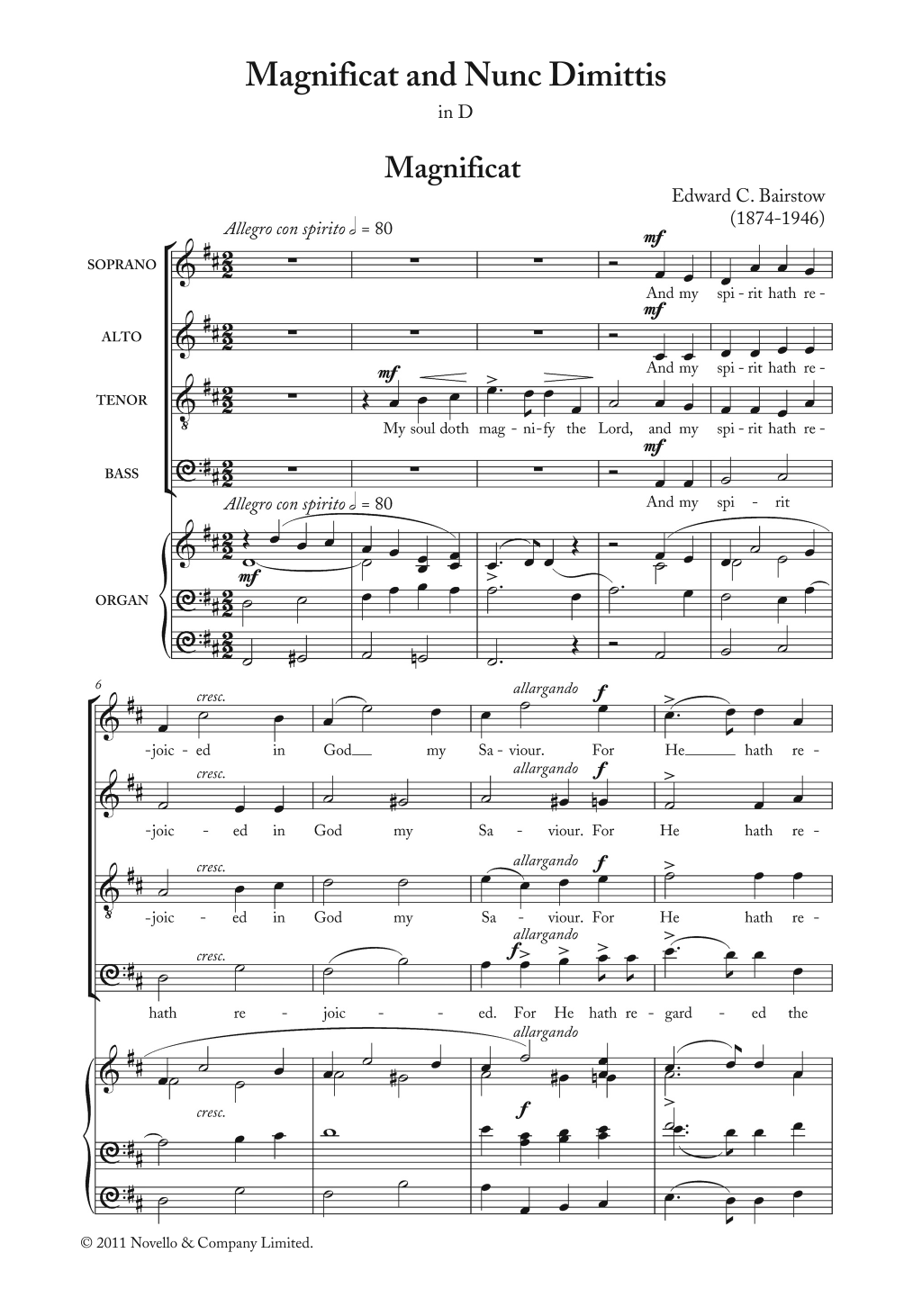 Magnificat And Nunc Dimittis In D (Choir) von Edward Bairstow