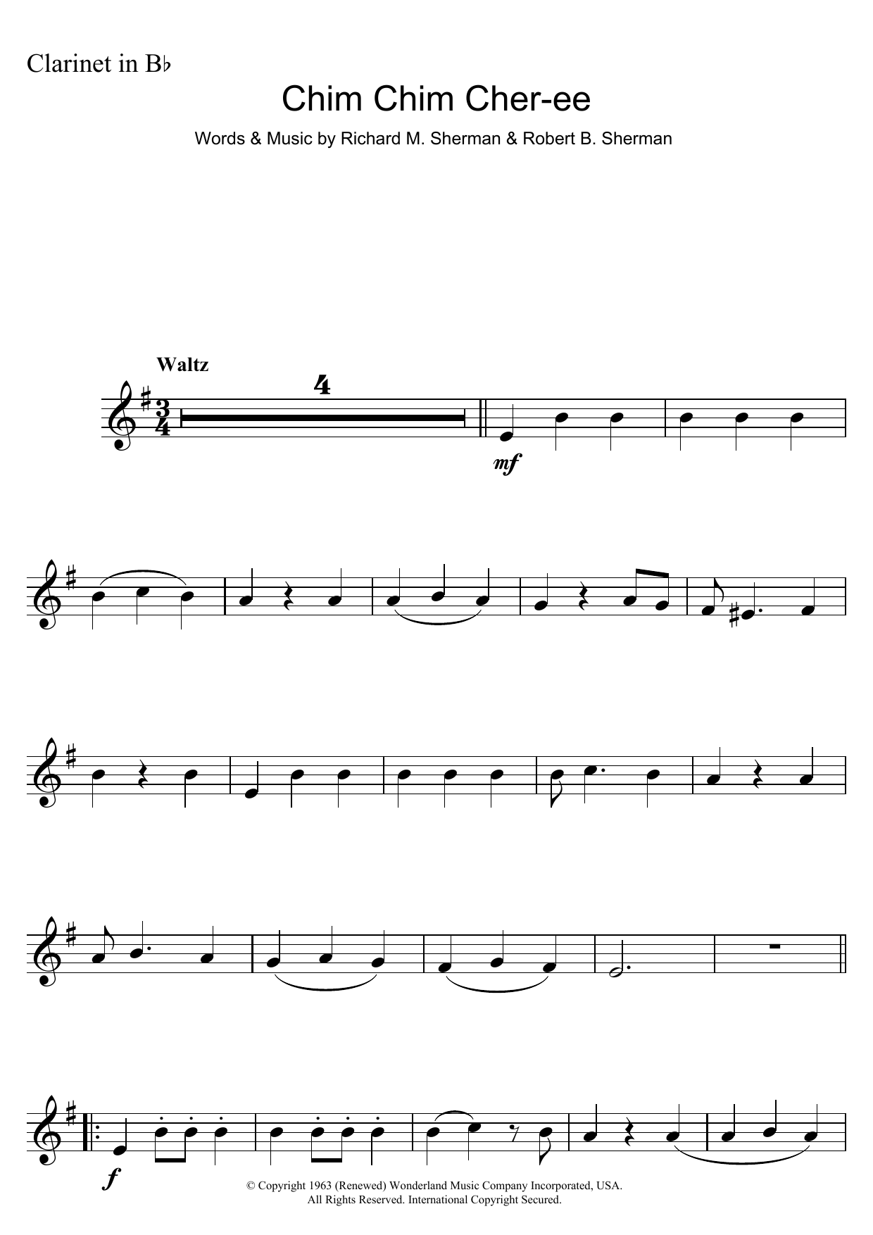 Chim Chim Cher-ee (from Mary Poppins) (Clarinet Solo) von Dick Van Dyke