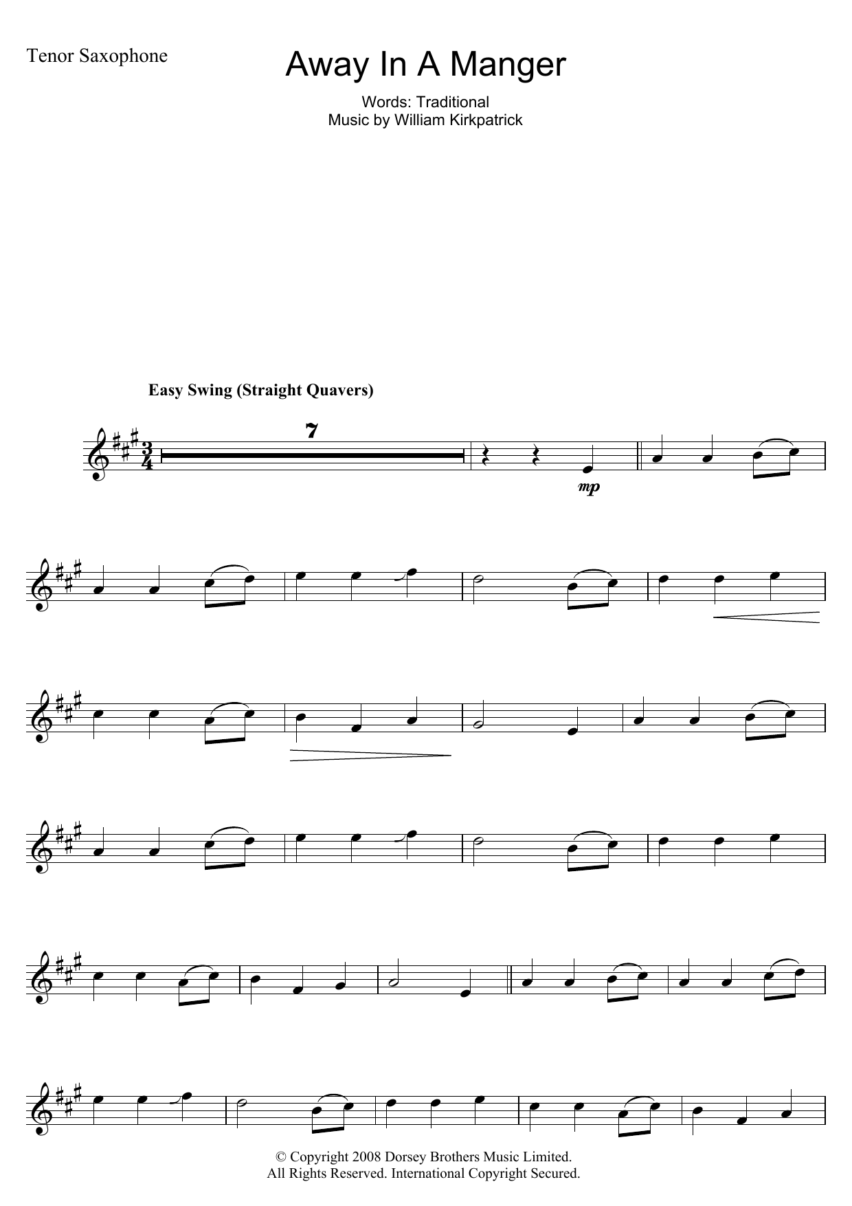 Away In A Manger (Tenor Sax Solo) von Traditional Carol