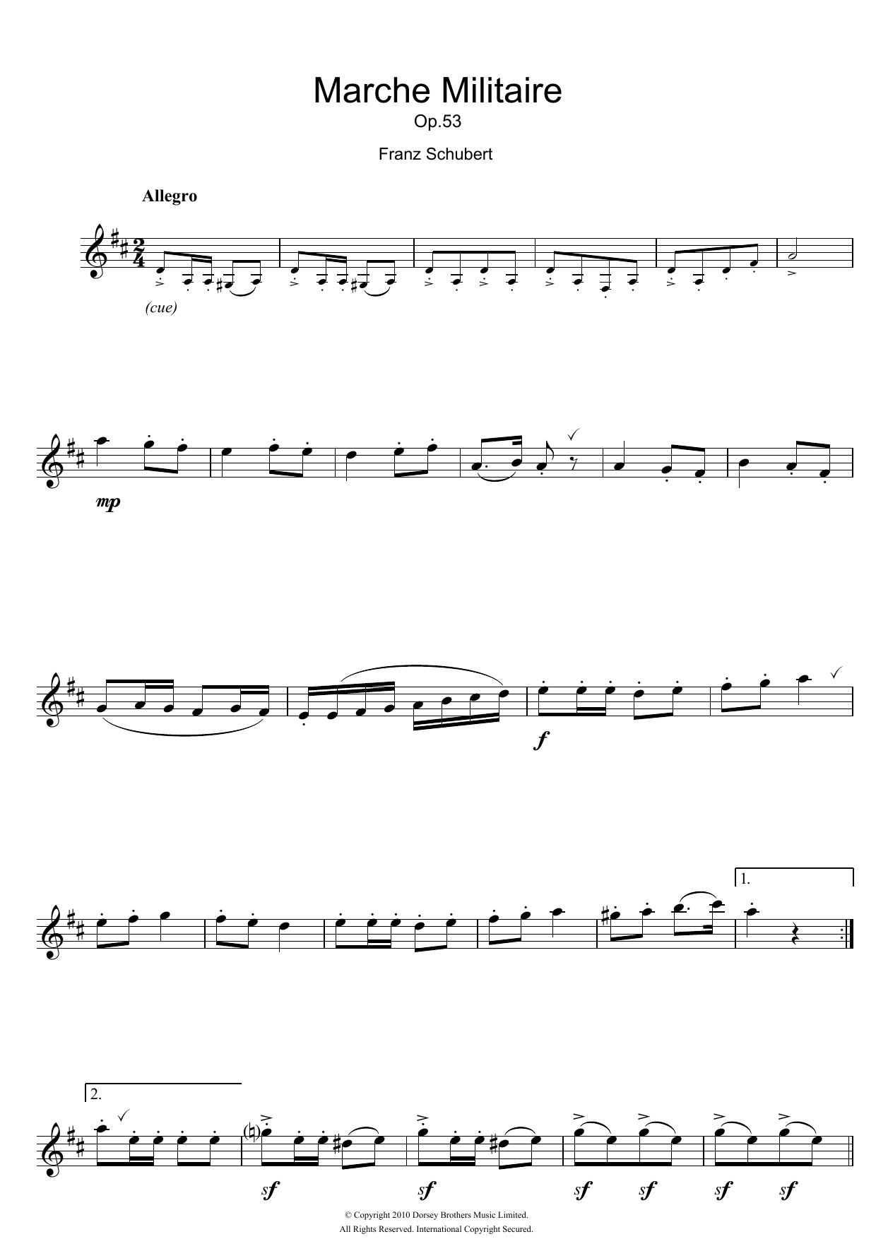 Marche Militaire (Flute Solo) von Franz Schubert