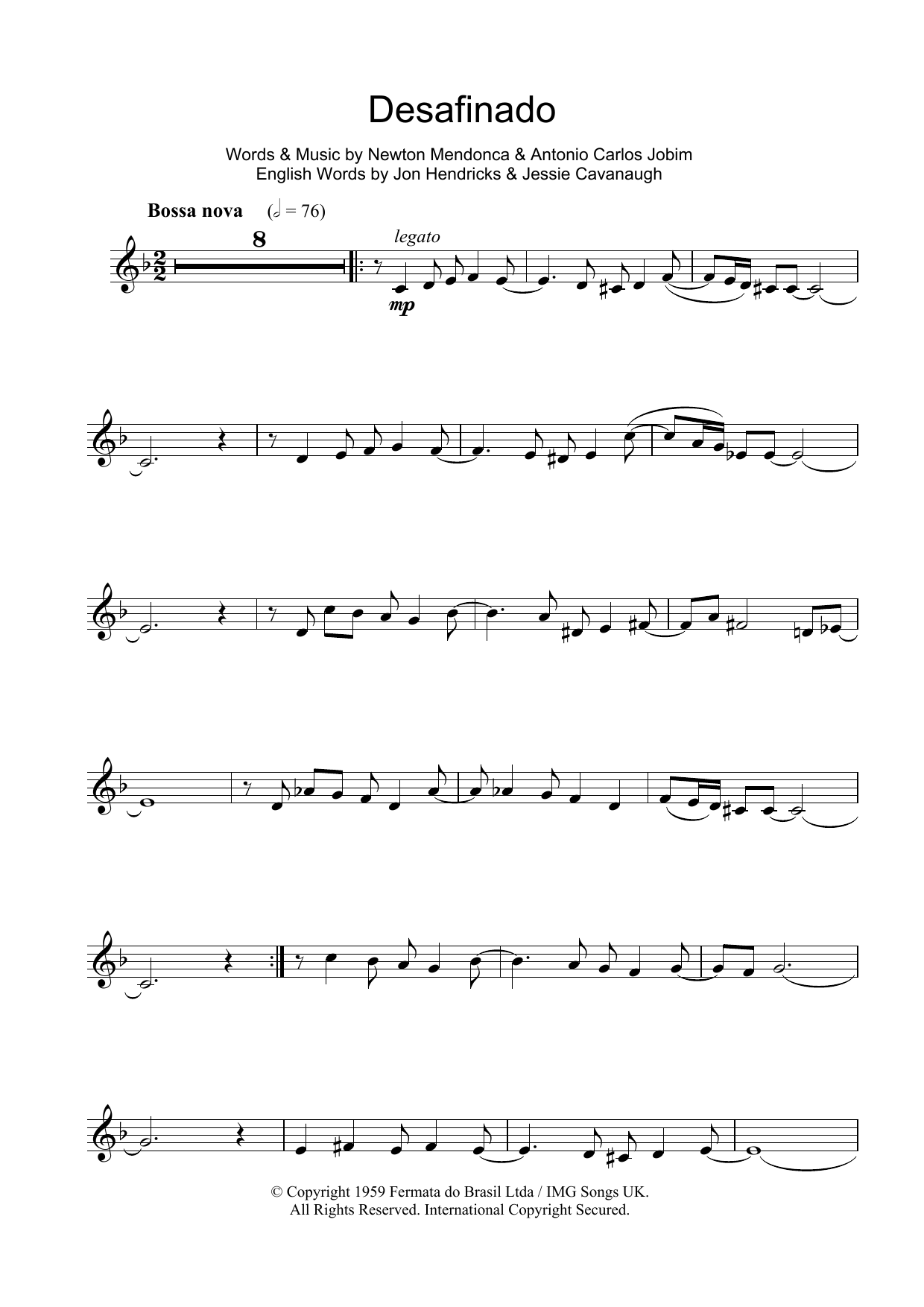 Desafinado (Slightly Out Of Tune) (Clarinet Solo) von Antonio Carlos Jobim