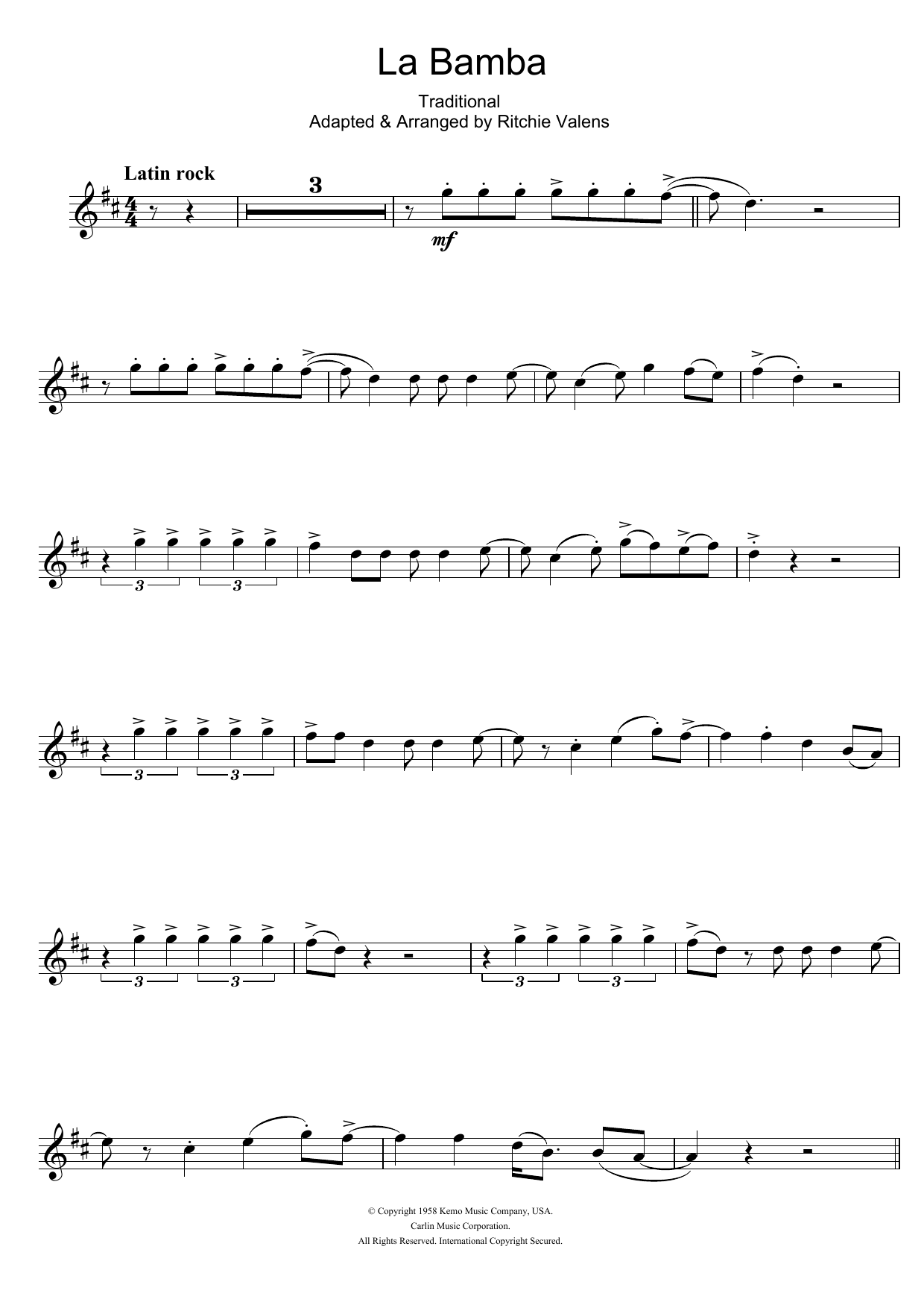 La Bamba (Clarinet Solo) von Los Lobos