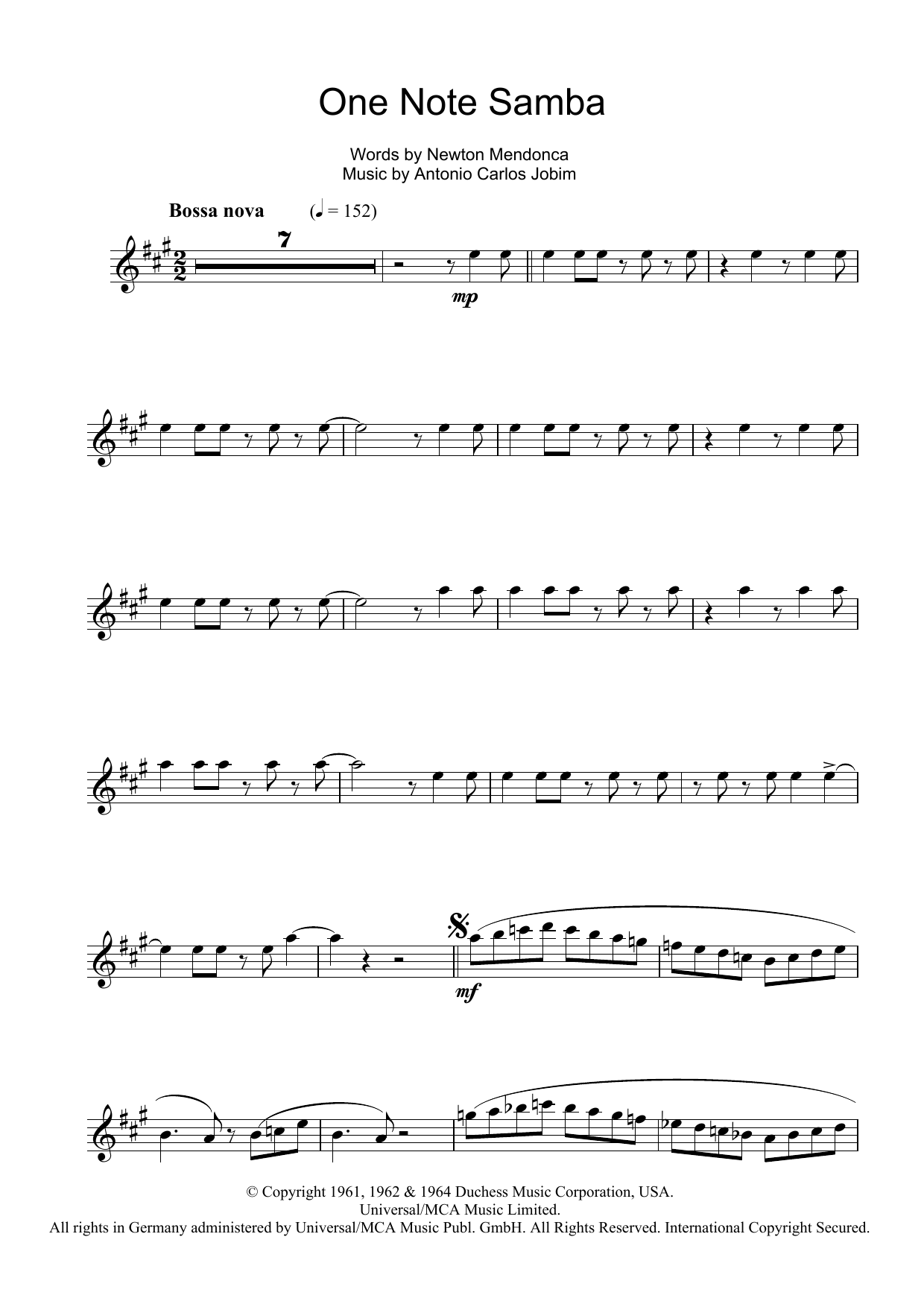 One Note Samba (Samba De Uma Nota) (Tenor Sax Solo) von Antonio Carlos Jobim
