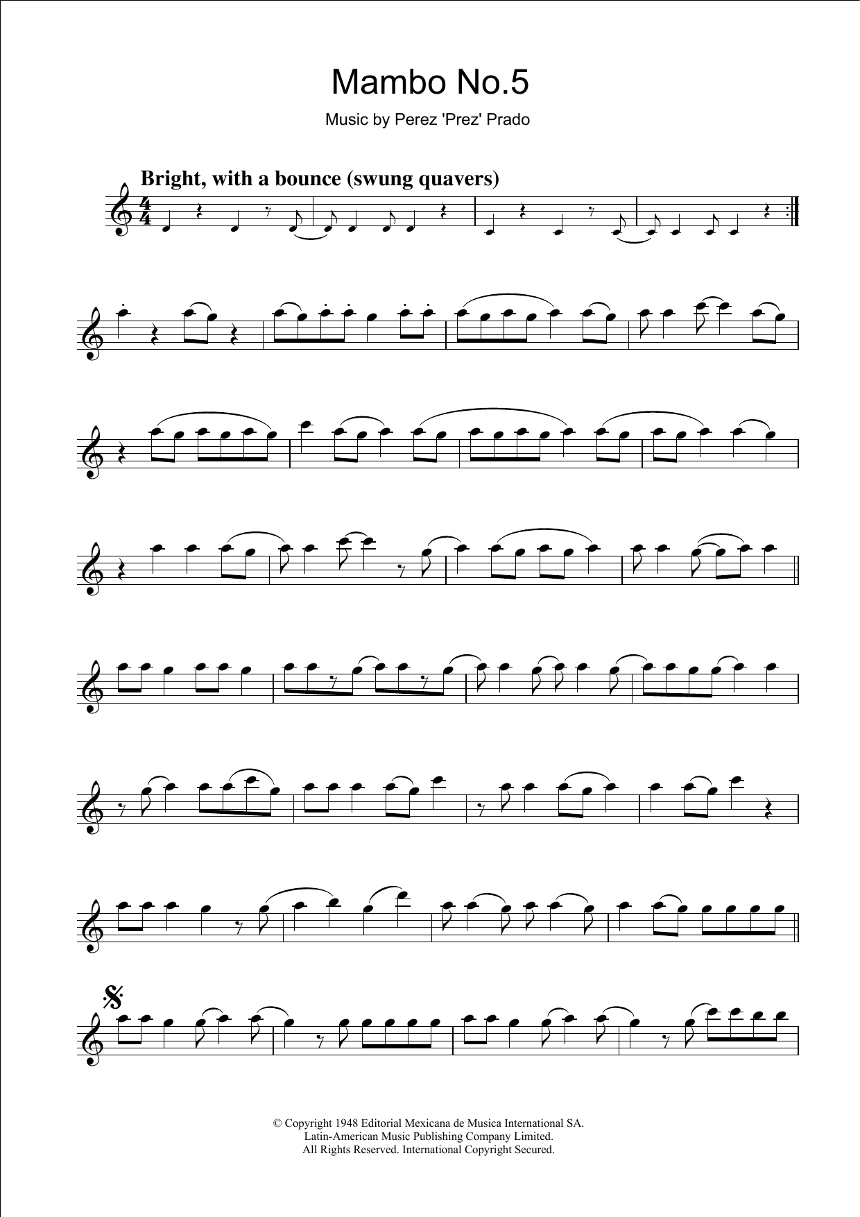Mambo No. 5 (Clarinet Solo) von Perez Prado