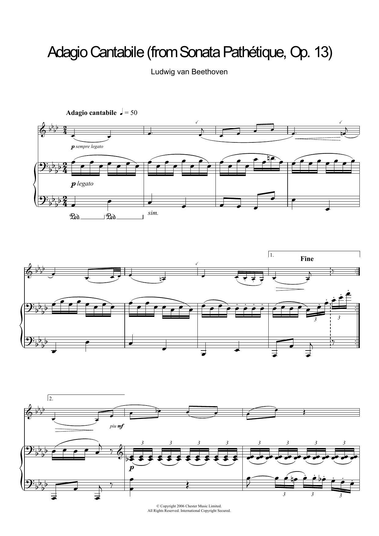 Adagio Cantabile from Sonate Pathetique Op.13, Theme from the Second Movement (Clarinet Solo) von Ludwig van Beethoven