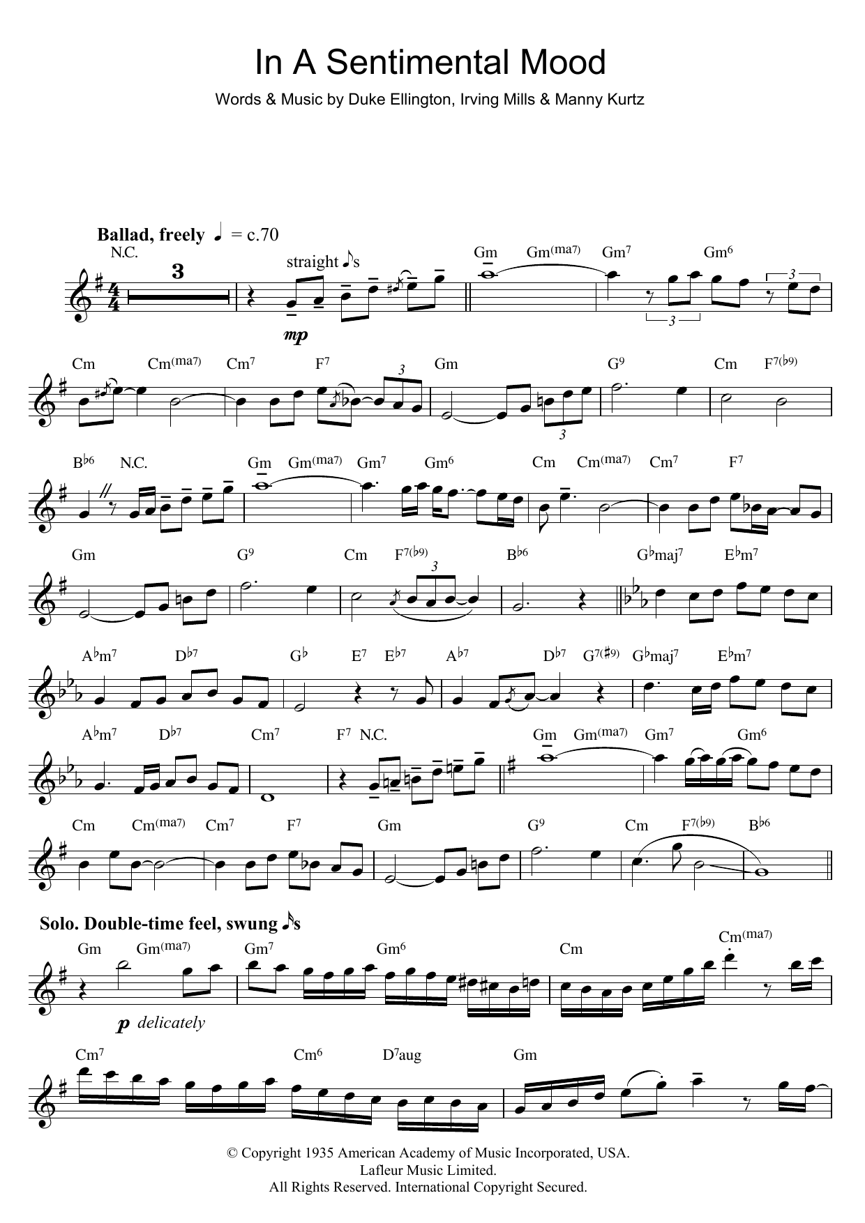 In A Sentimental Mood (Alto Sax Solo) von Duke Ellington