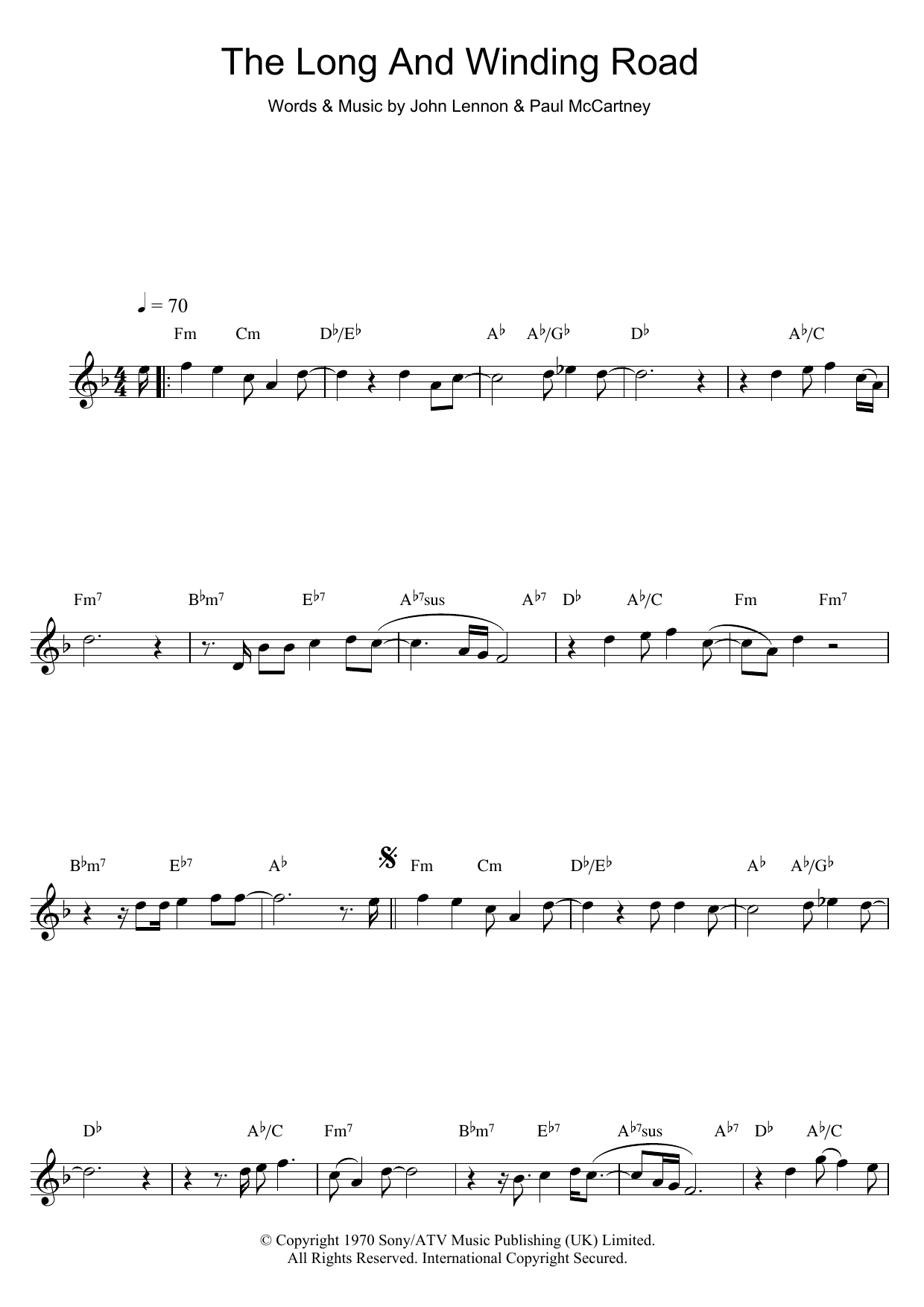 The Long And Winding Road (Alto Sax Solo) von The Beatles