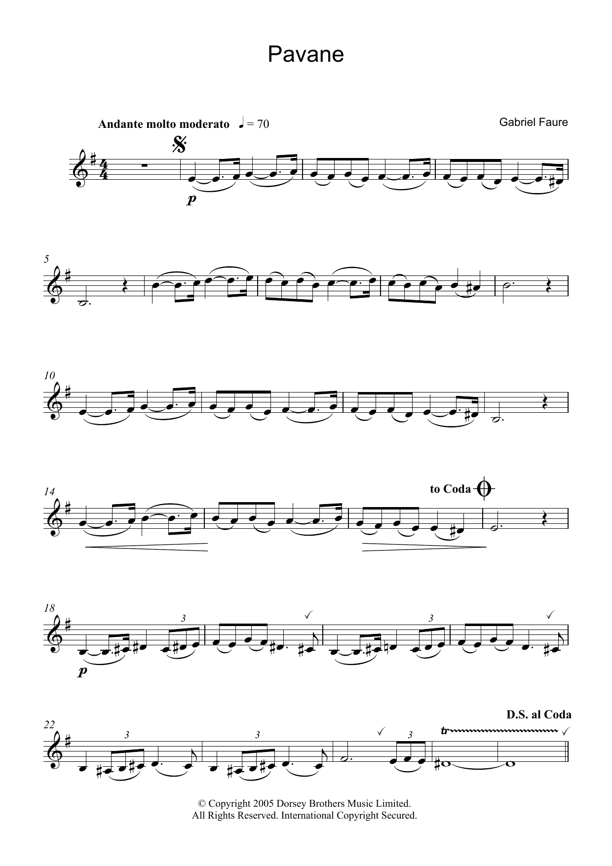 Pavane (Clarinet Solo) von Gabriel Faur
