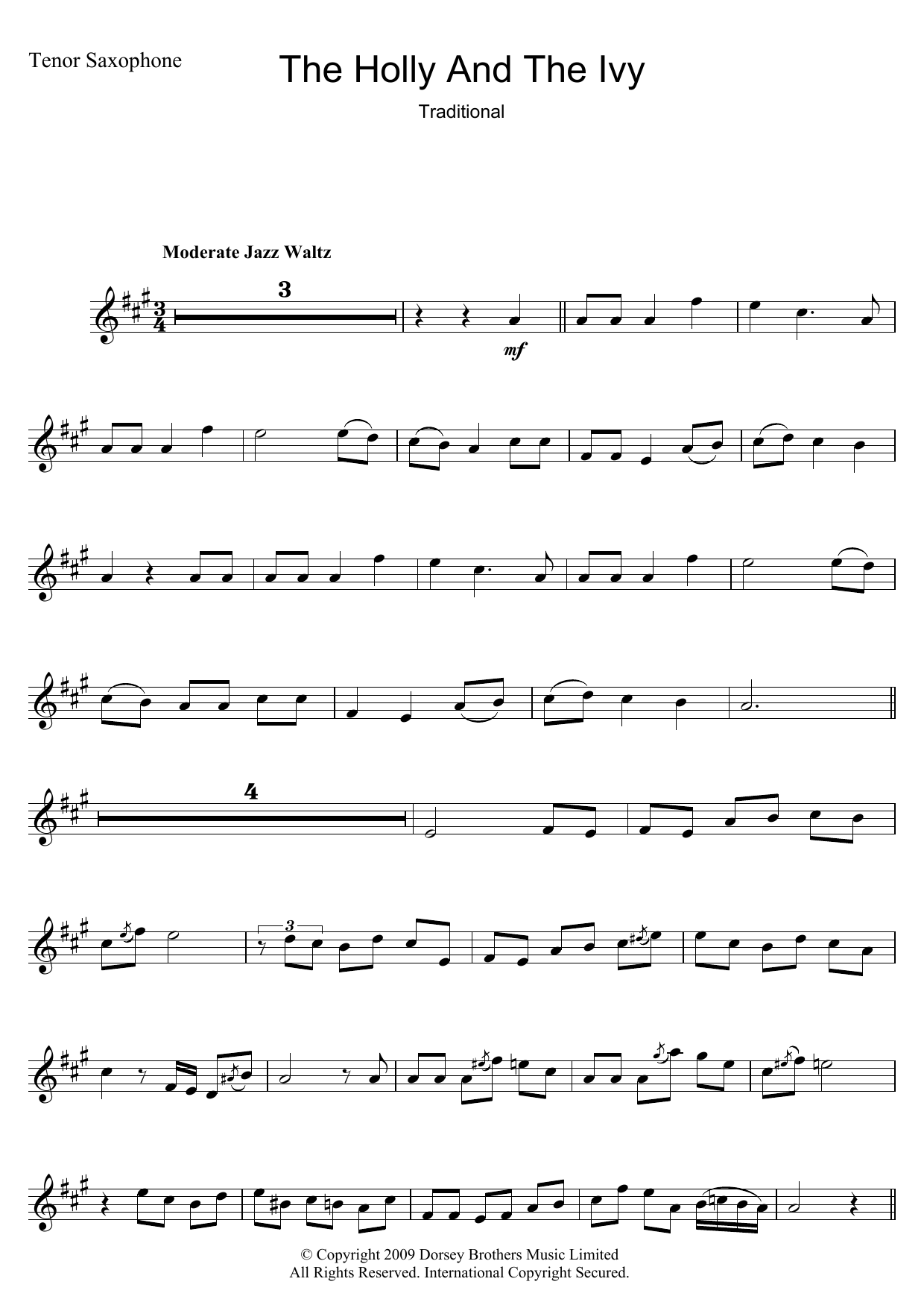 The Holly And The Ivy (Tenor Sax Solo) von Traditional Carol