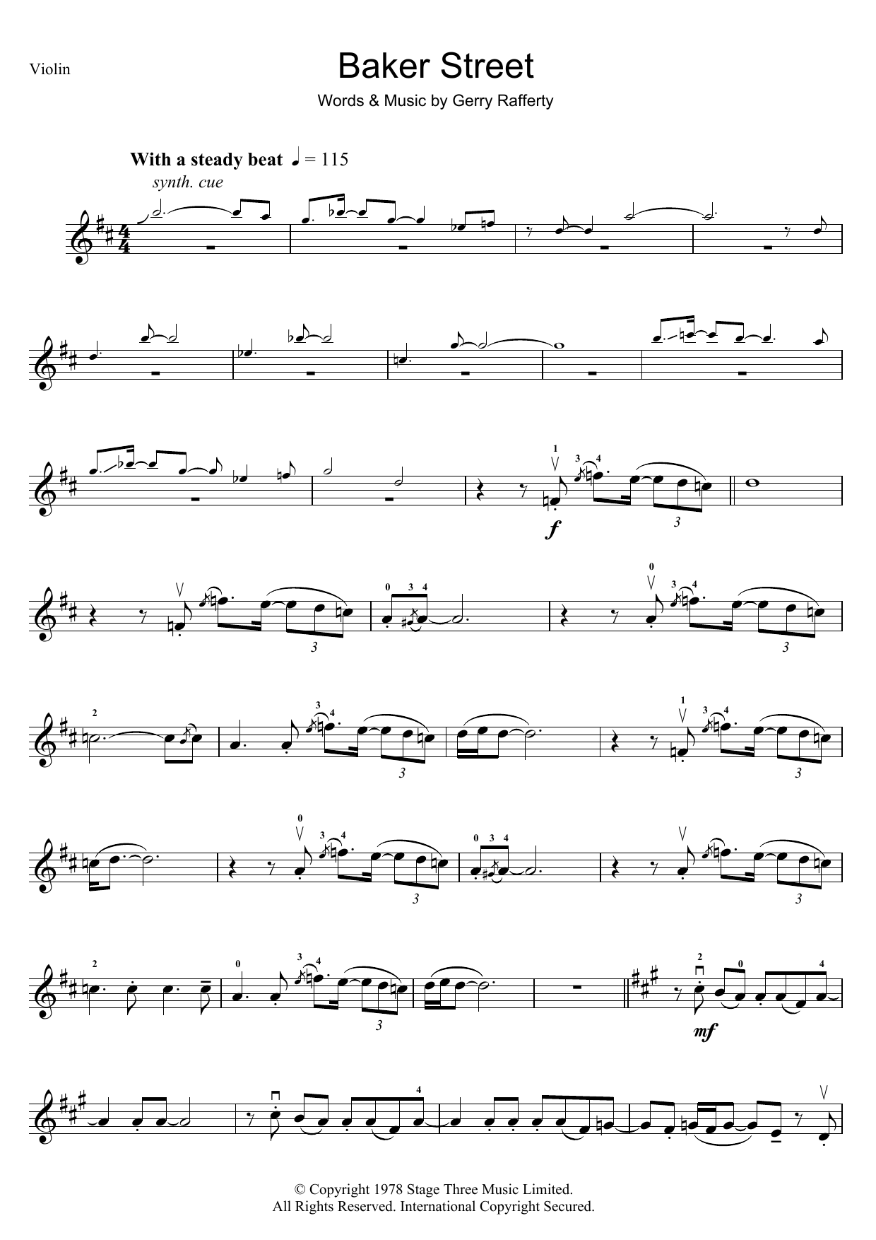 Baker Street (Violin Solo) von Gerry Rafferty