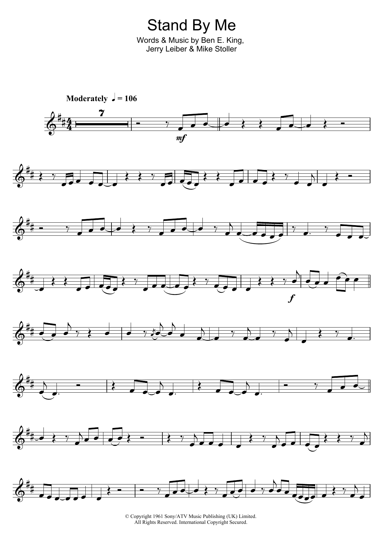 Stand By Me (Clarinet Solo) von Ben E. King