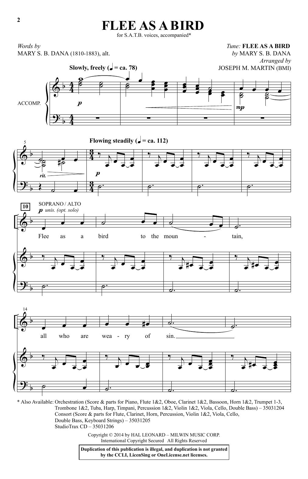 Flee As A Bird (SATB Choir) von Joseph M. Martin