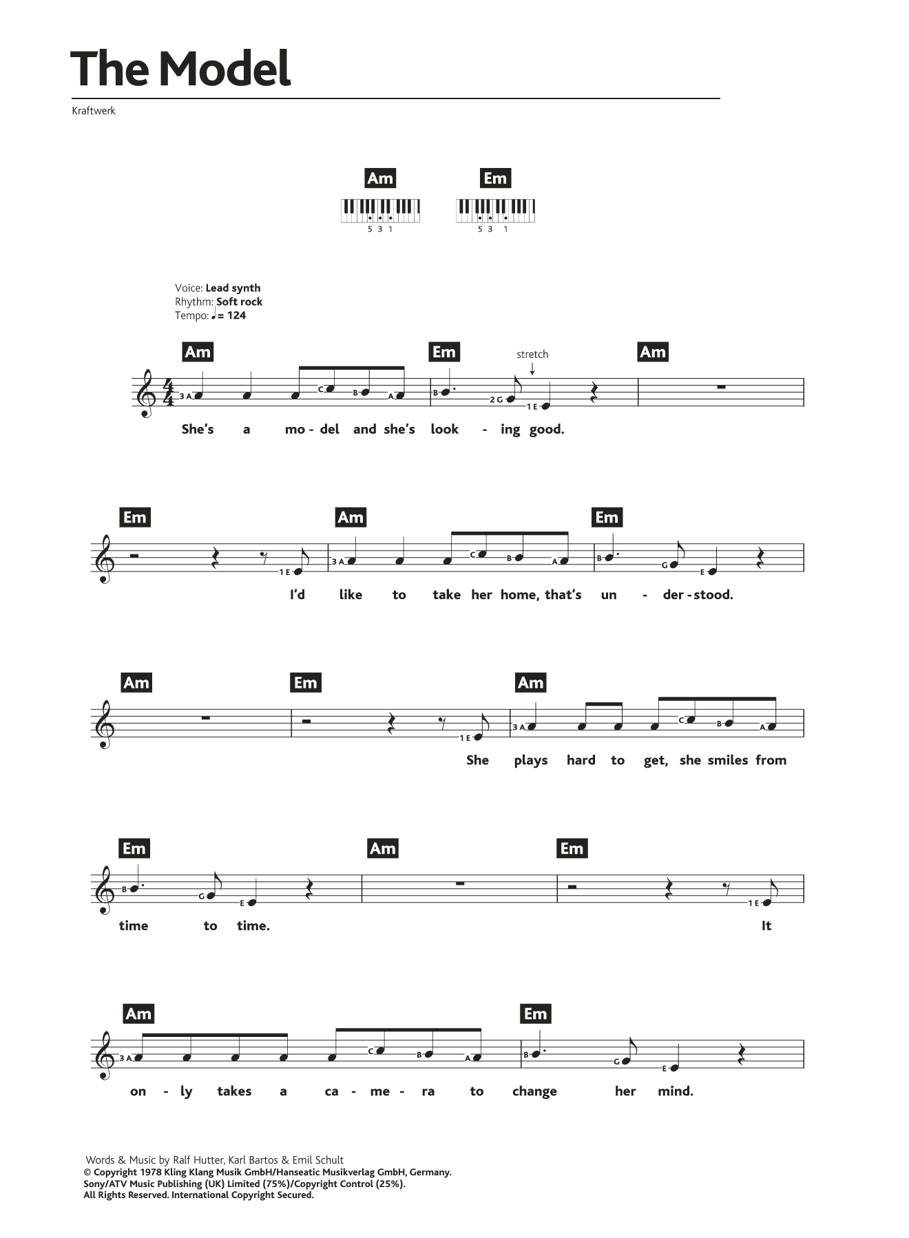The Model (Piano Chords/Lyrics) von Kraftwerk