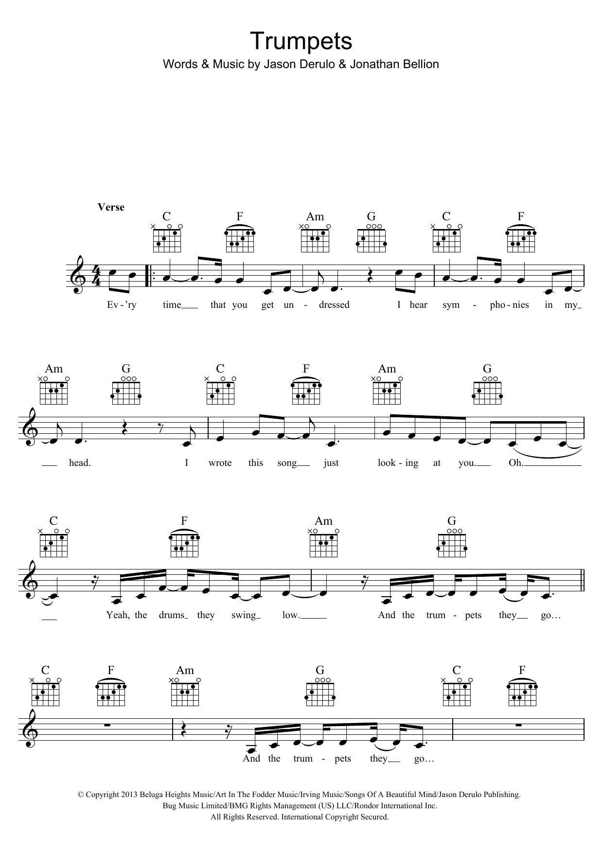 Trumpets (Lead Sheet / Fake Book) von Jason Derulo