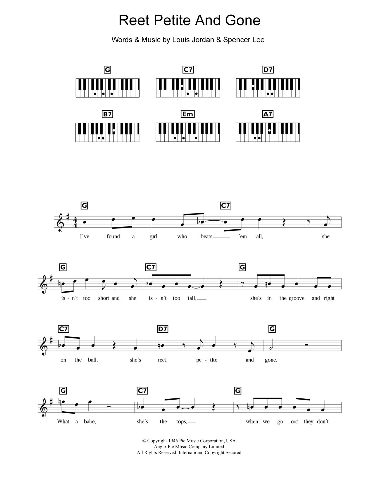 Reet Petite And Gone (Piano Chords/Lyrics) von Louis Jordan