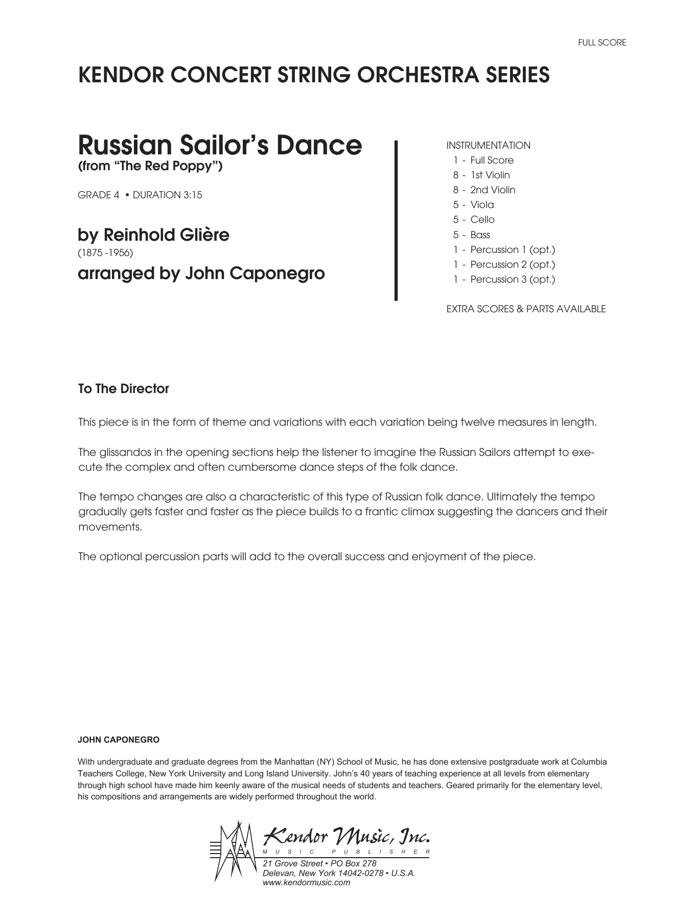 Russian Sailor's Dance (from The Red Poppy) - Full Score (Orchestra) von John Caponegro