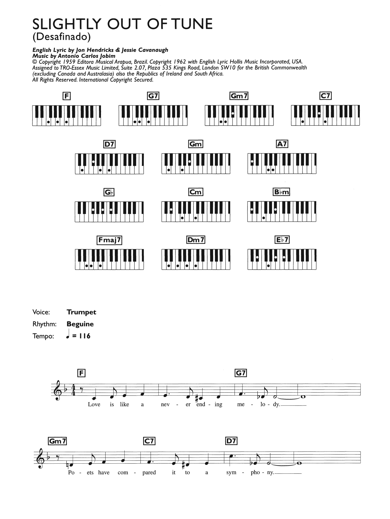 Desafinado (Slightly Out Of Tune) (Piano Chords/Lyrics) von Antonio Carlos Jobim