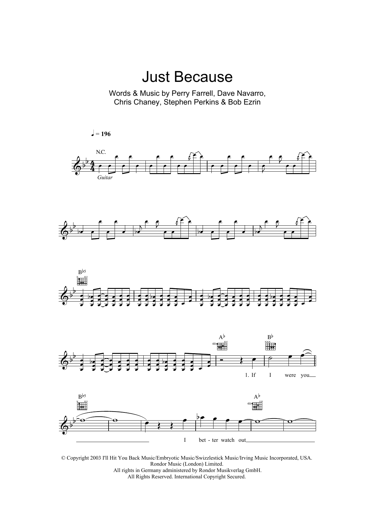 Just Because (Lead Sheet / Fake Book) von Jane's Addiction