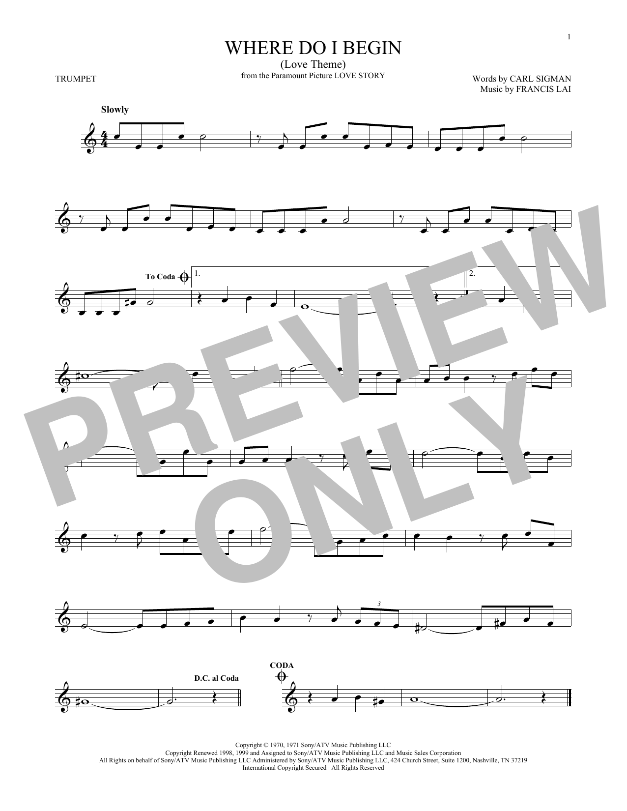 Where Do I Begin (Love Theme) (Trumpet Solo) von Andy Williams
