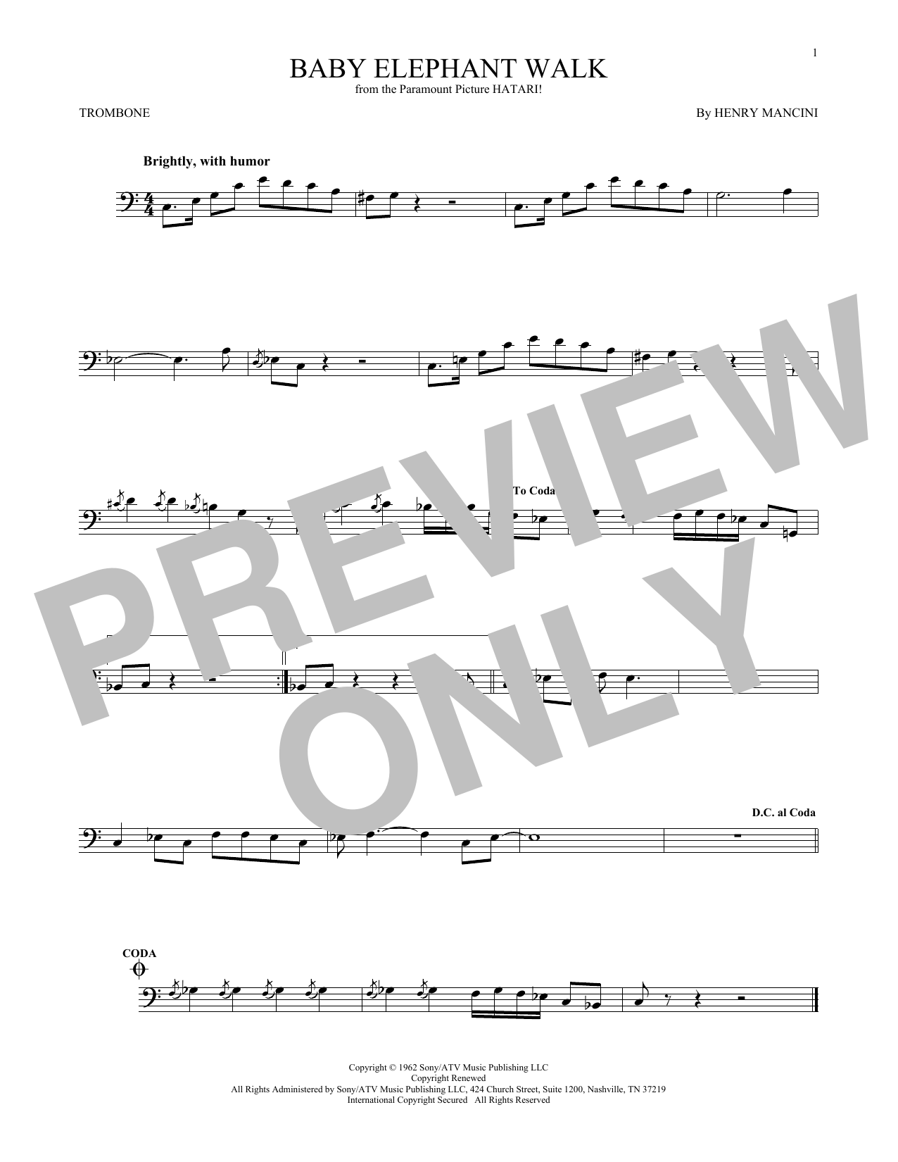 Baby Elephant Walk (Trombone Solo) von Henry Mancini