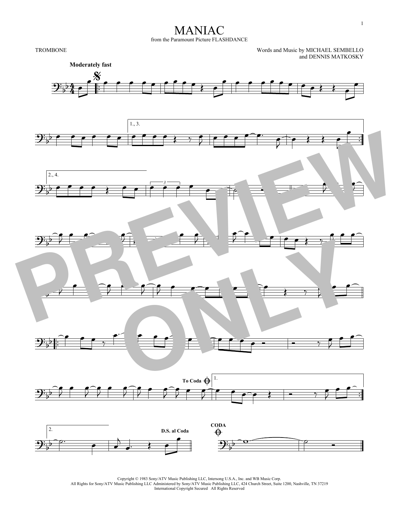 Maniac (Trombone Solo) von Michael Sembello