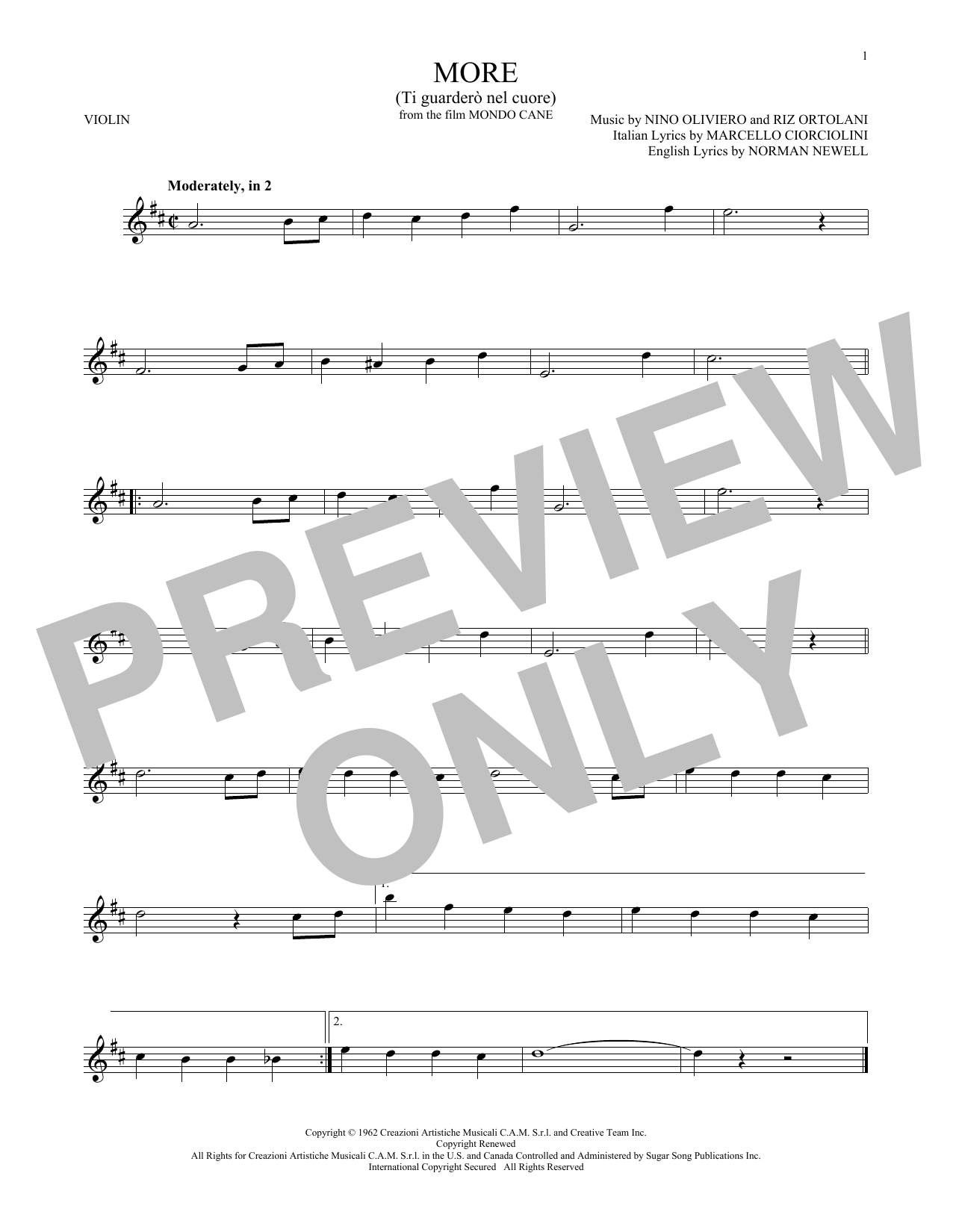 More (Ti Guardero Nel Cuore) (Violin Solo) von Nino Oliviero