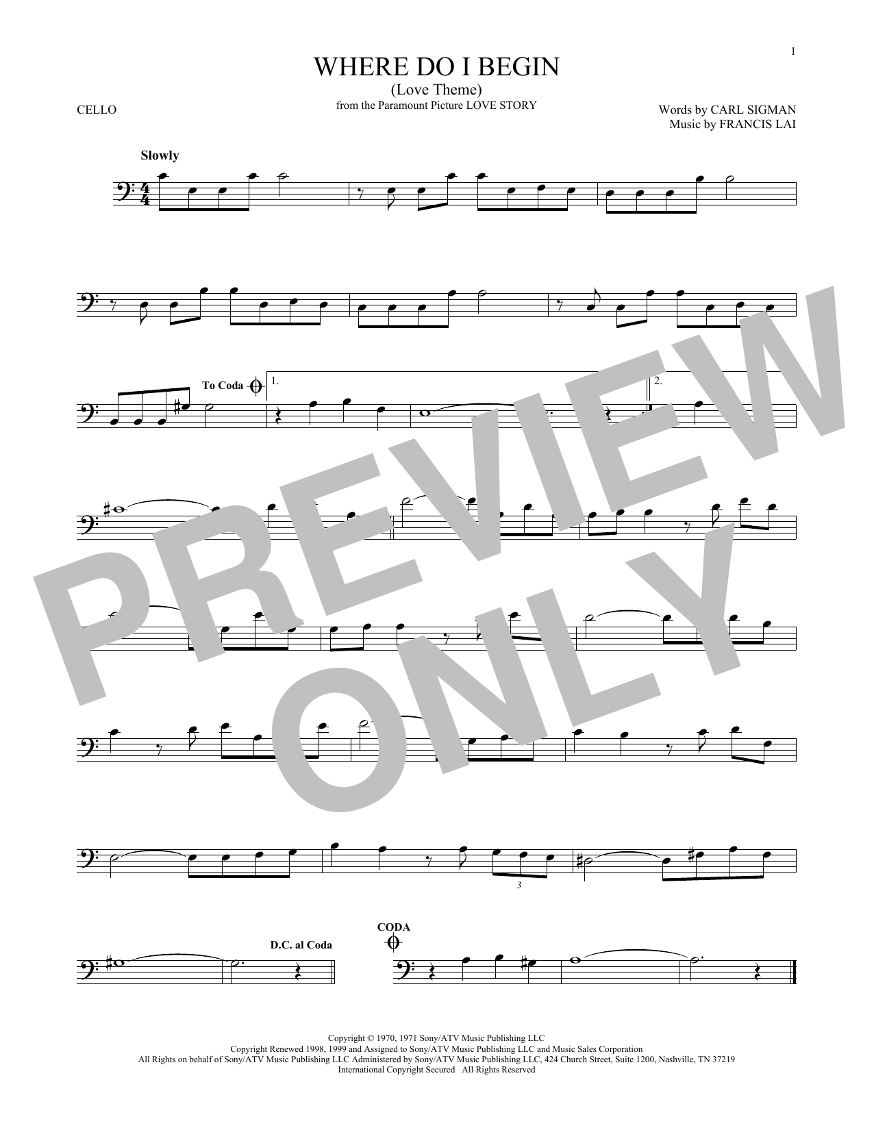 Where Do I Begin (Love Theme) (Cello Solo) von Andy Williams