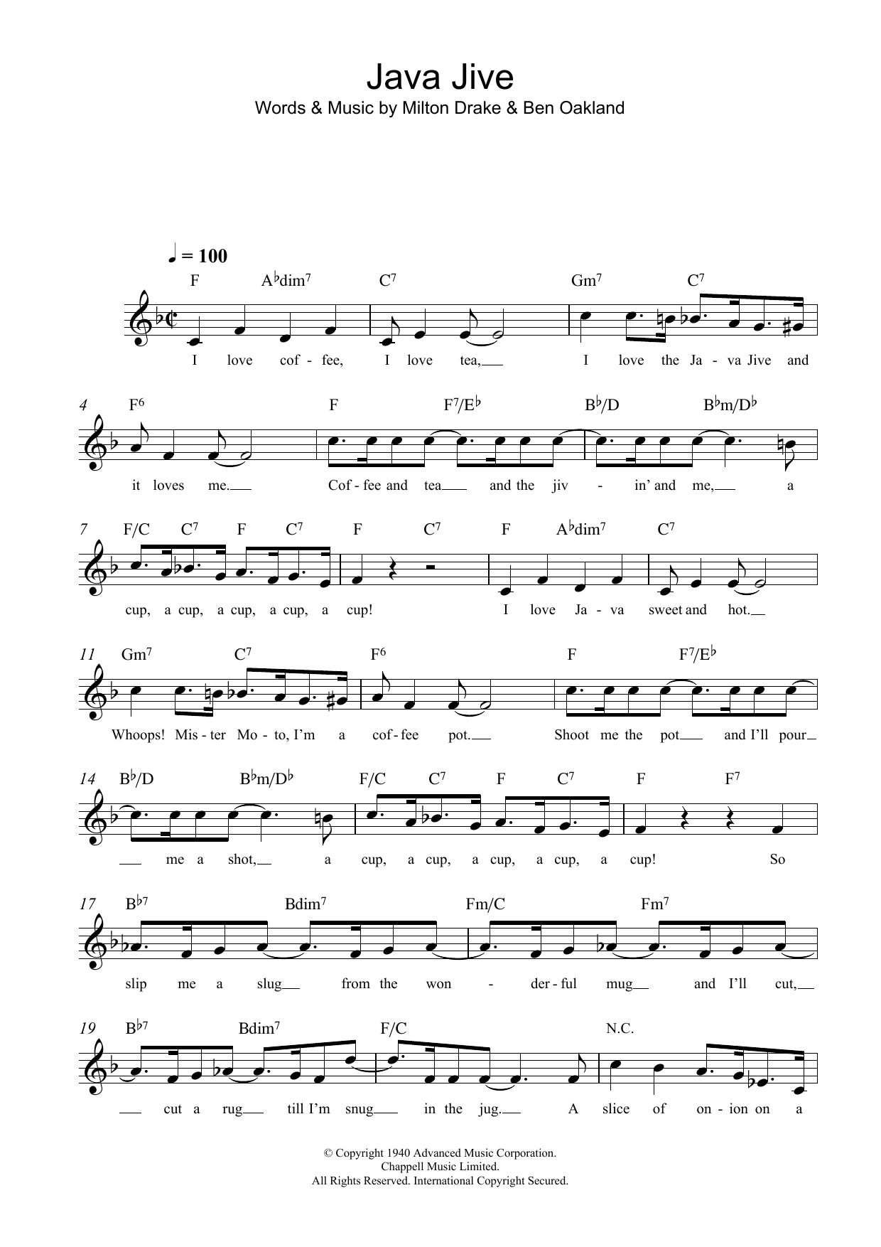 Java Jive (Lead Sheet / Fake Book) von Milton Drake