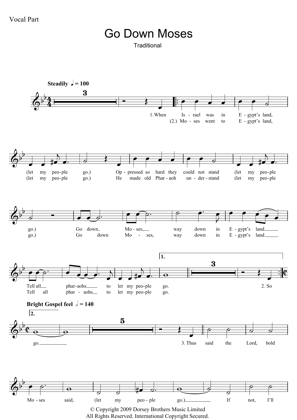 Go Down Moses (Lead Sheet / Fake Book) von The Golden Gate Quartet