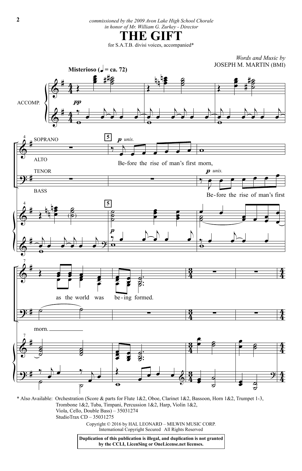 The Gift (SATB Choir) von Joseph M. Martin