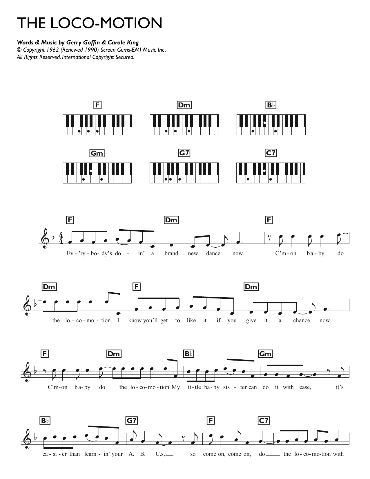 The Loco-Motion (Piano Chords/Lyrics) von Kylie Minogue