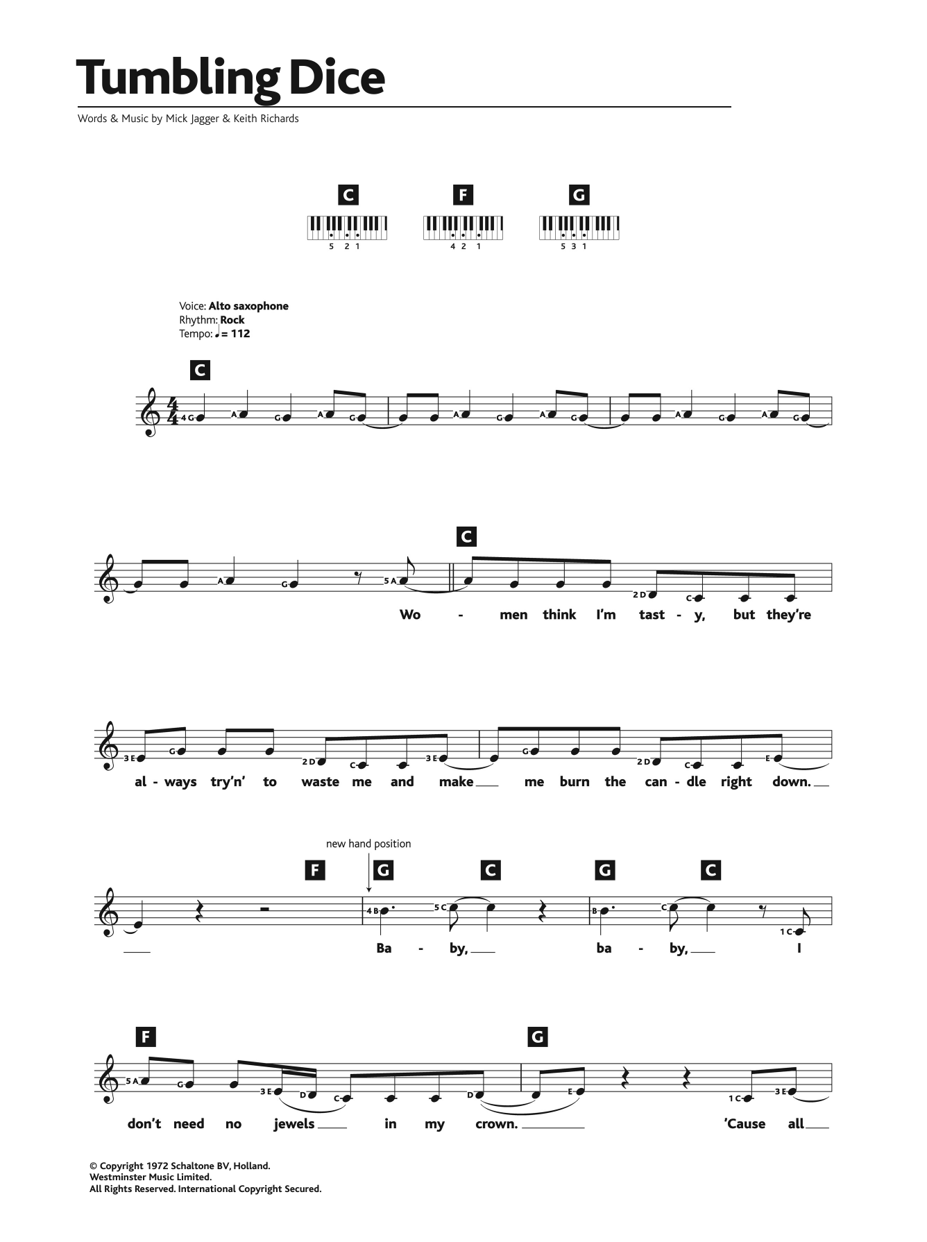 Tumbling Dice (Piano Chords/Lyrics) von The Rolling Stones