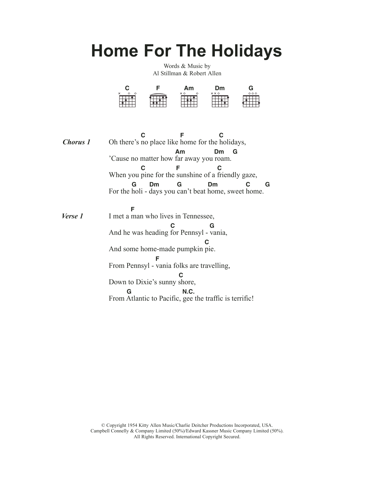 (There's No Place Like) Home For The Holidays (Guitar Chords/Lyrics) von Perry Como