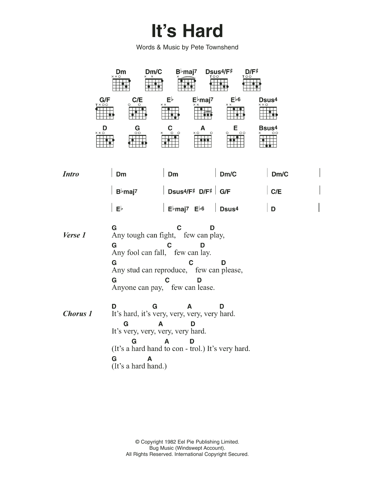 It's Hard (Guitar Chords/Lyrics) von The Who