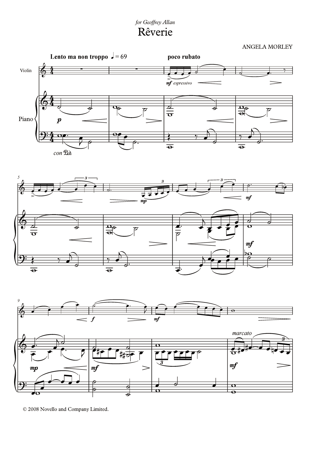 Reverie (score and parts) (Violin Solo) von Angela Morley