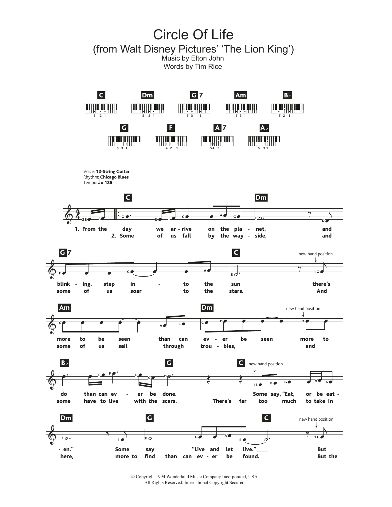 Circle Of Life (from The Lion King) (Keyboard (Abridged)) von Elton John