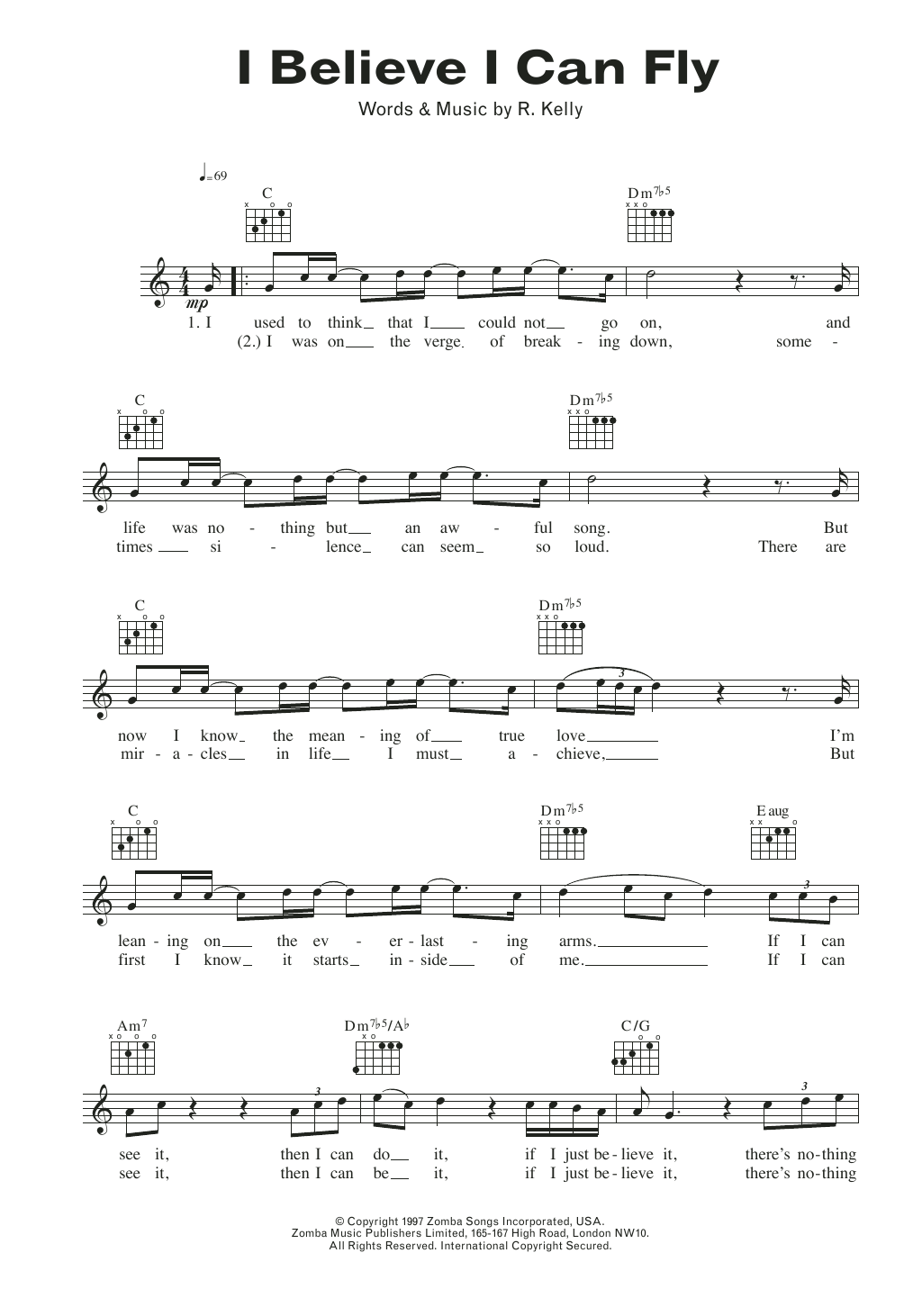 I Believe I Can Fly (Lead Sheet / Fake Book) von R. Kelly