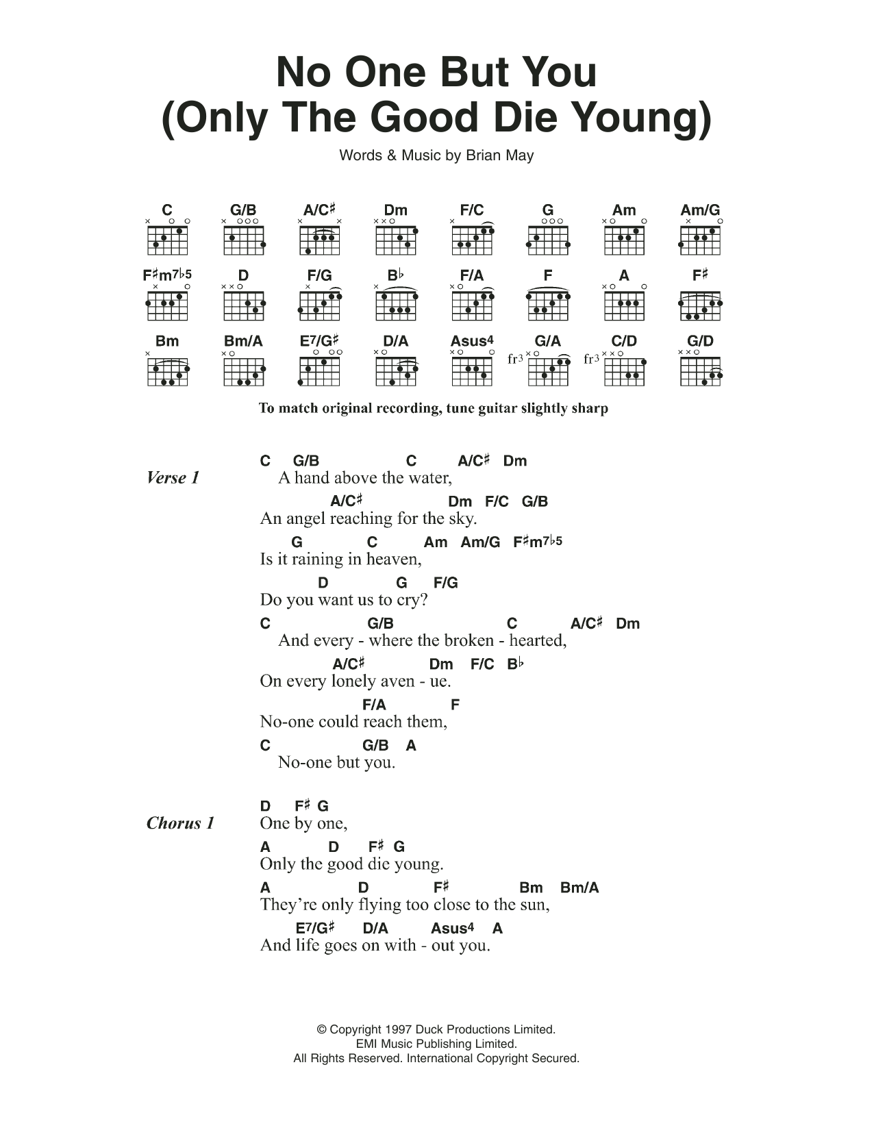 No One But You (Only The Good Die Young) (from We Will Rock You) (Guitar Chords/Lyrics) von Queen