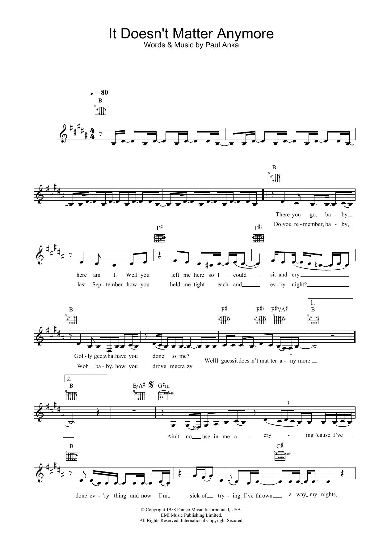 It Doesn't Matter Anymore (Lead Sheet / Fake Book) von Eva Cassidy