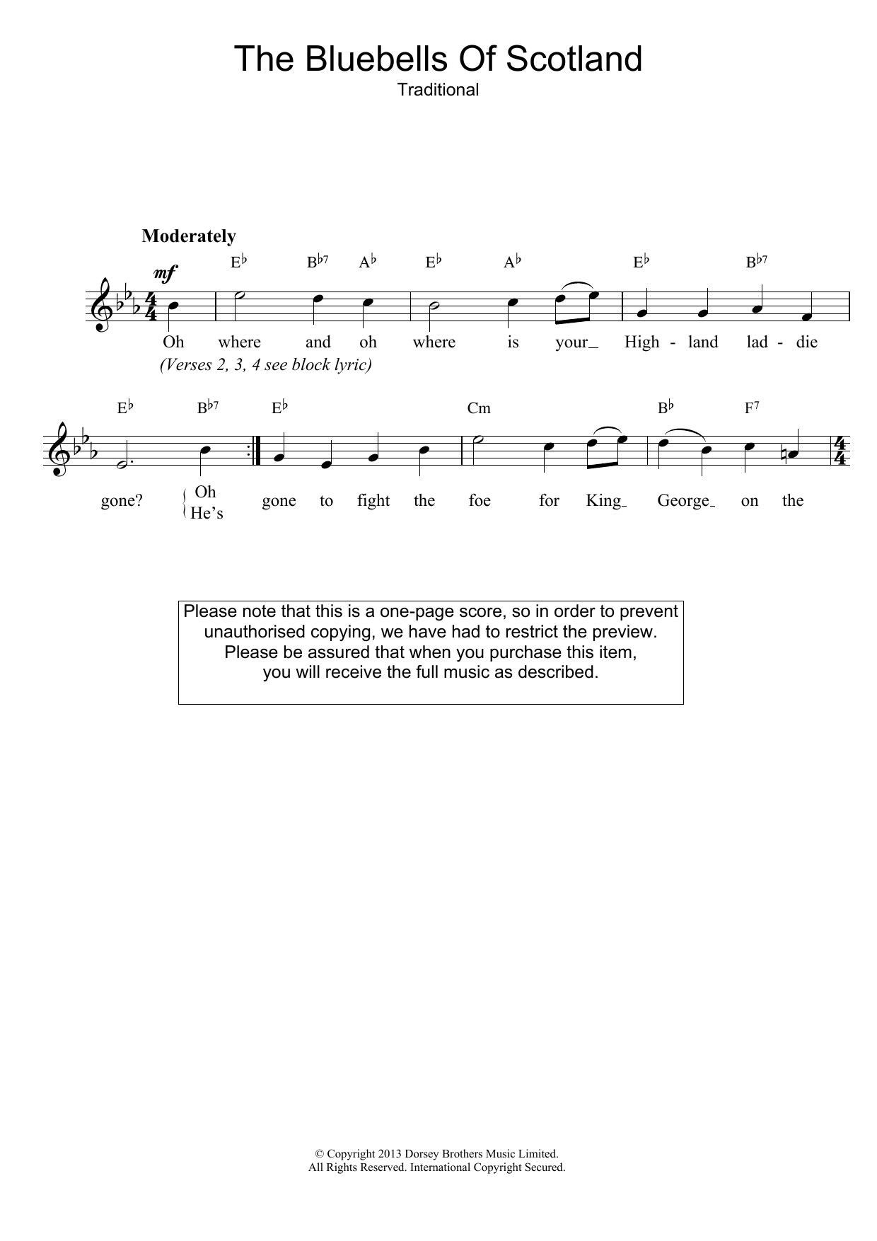 The Bluebells Of Scotland (Lead Sheet / Fake Book) von Traditional