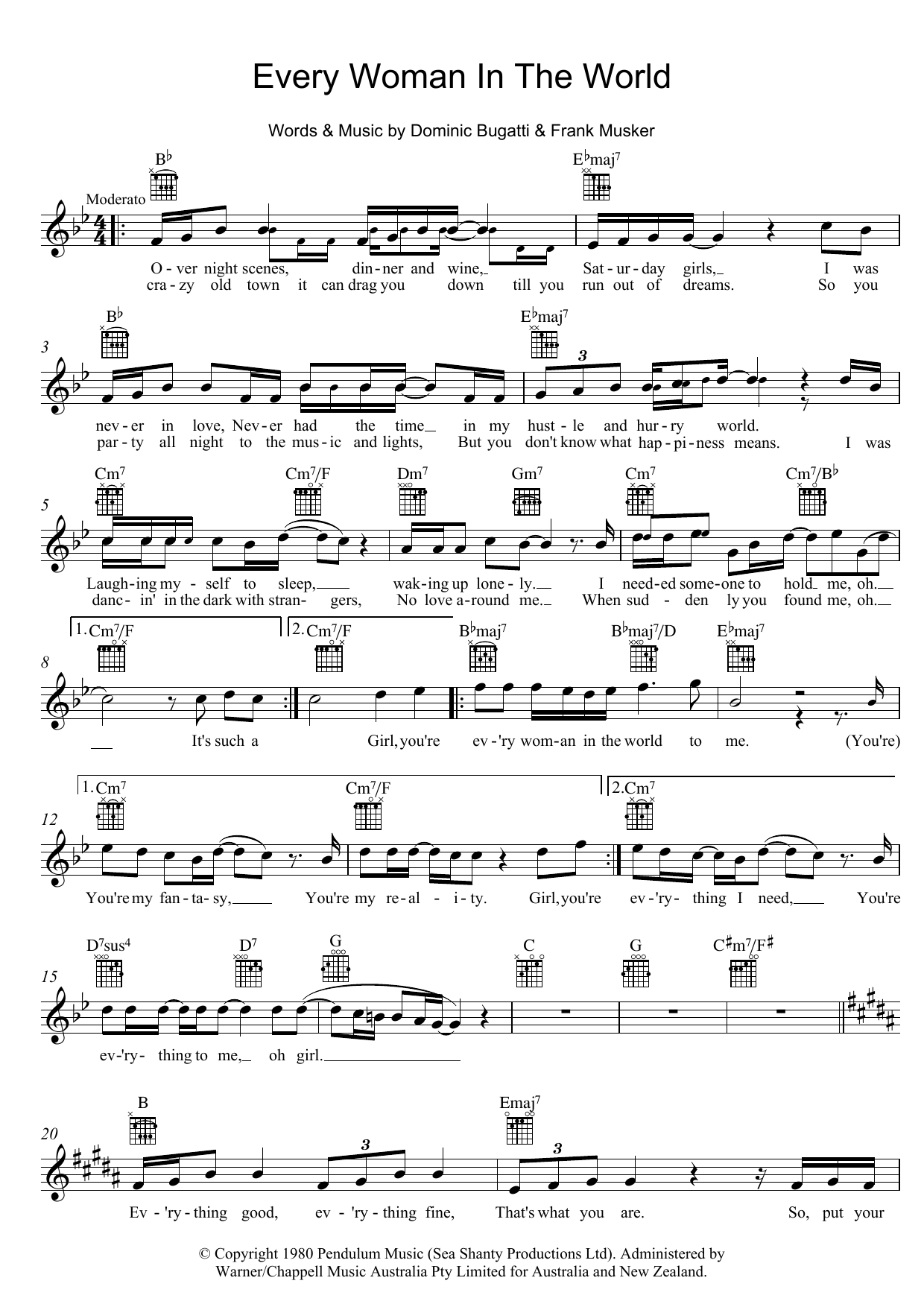 Every Woman In The World (Lead Sheet / Fake Book) von Air Supply