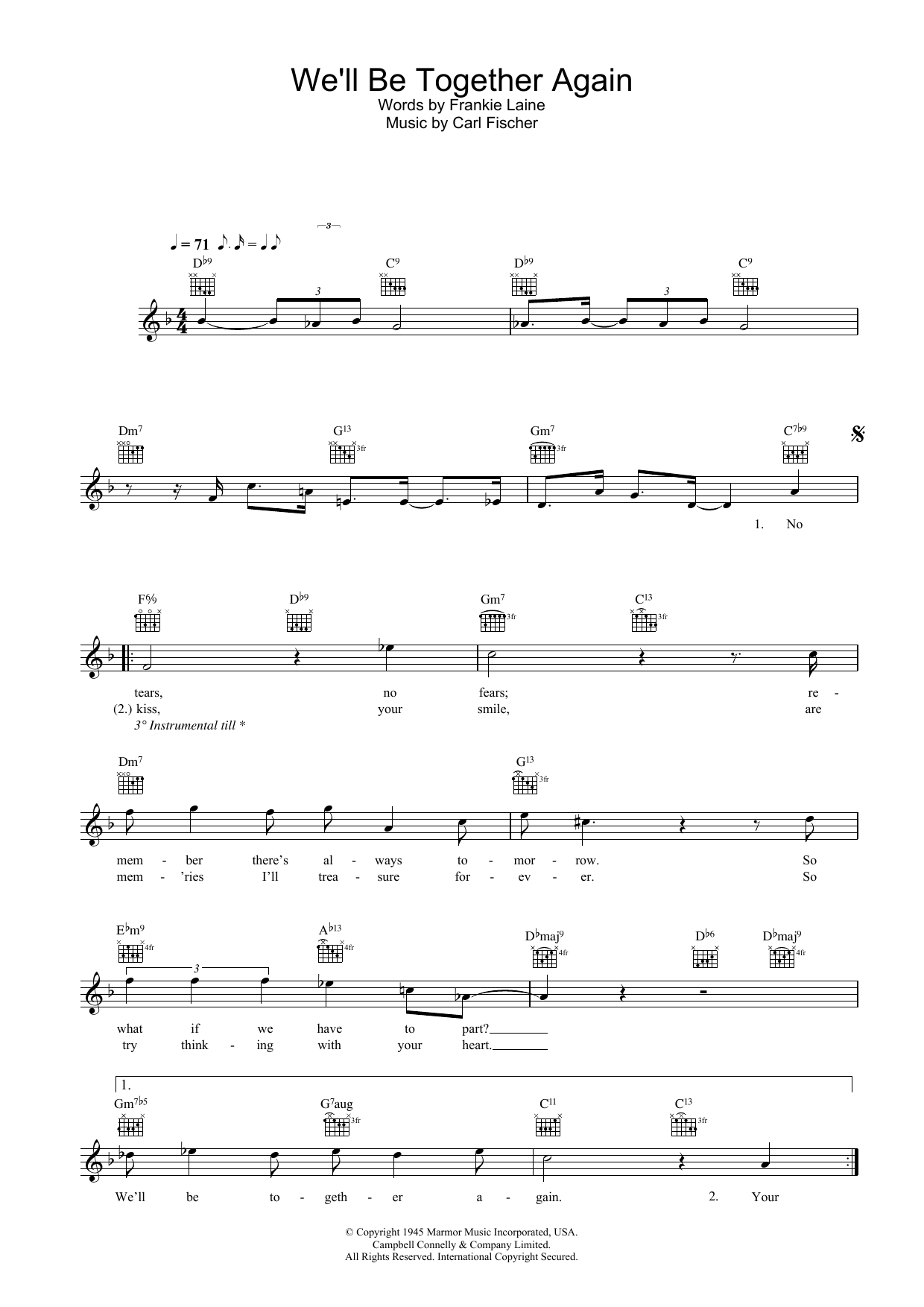 We'll Be Together Again (Lead Sheet / Fake Book) von Rod Stewart