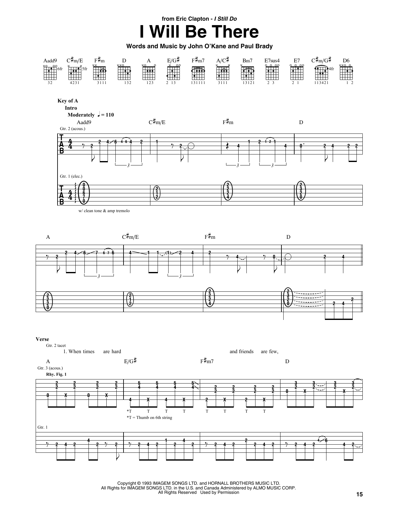 I Will Be There (Guitar Rhythm Tab) von Eric Clapton