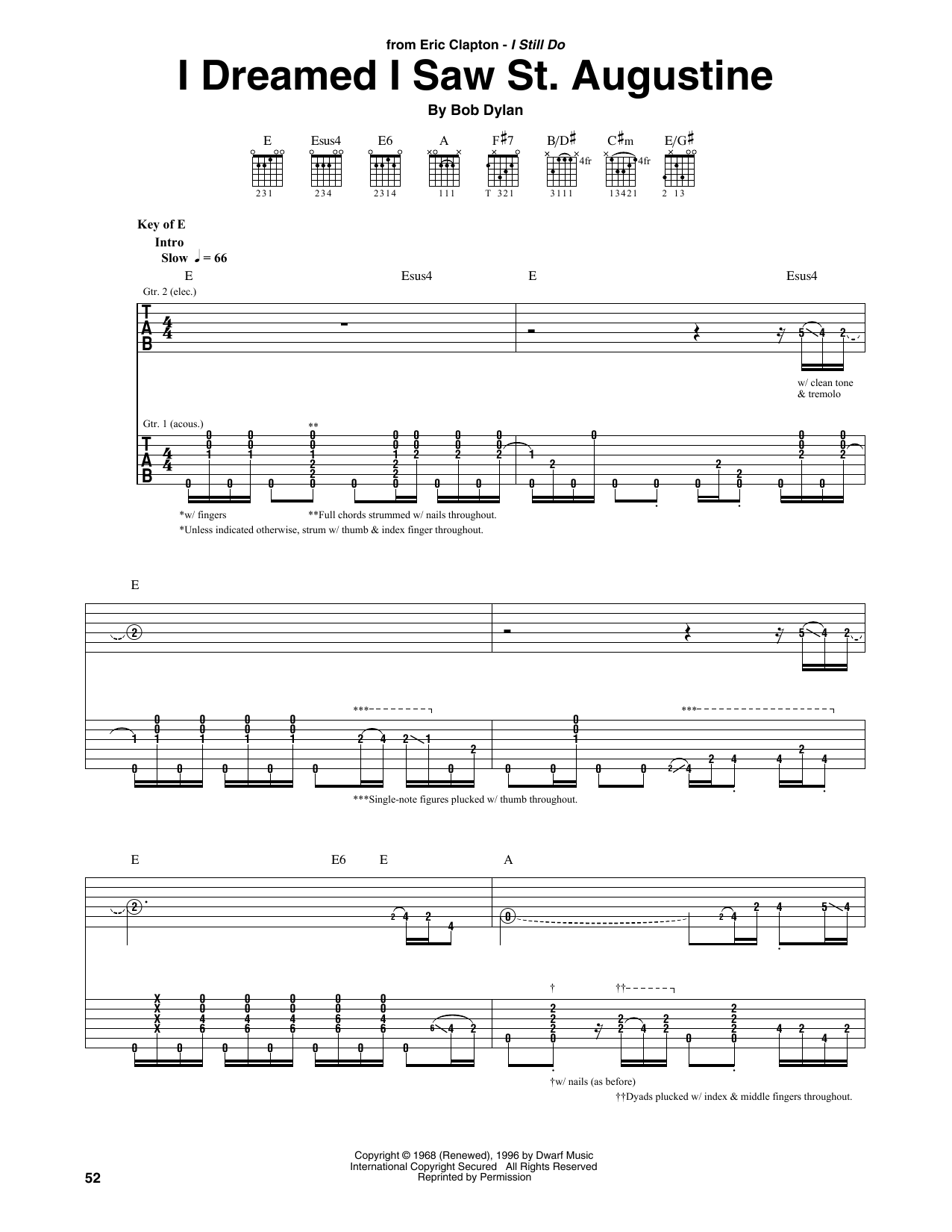 I Dreamed I Saw St. Augustine (Guitar Rhythm Tab) von Eric Clapton