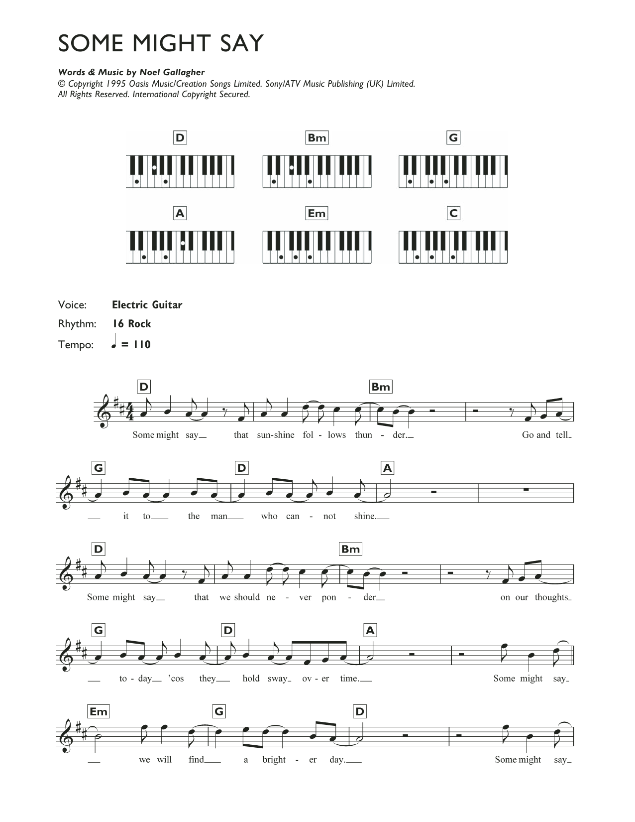 Some Might Say (Piano Chords/Lyrics) von Oasis